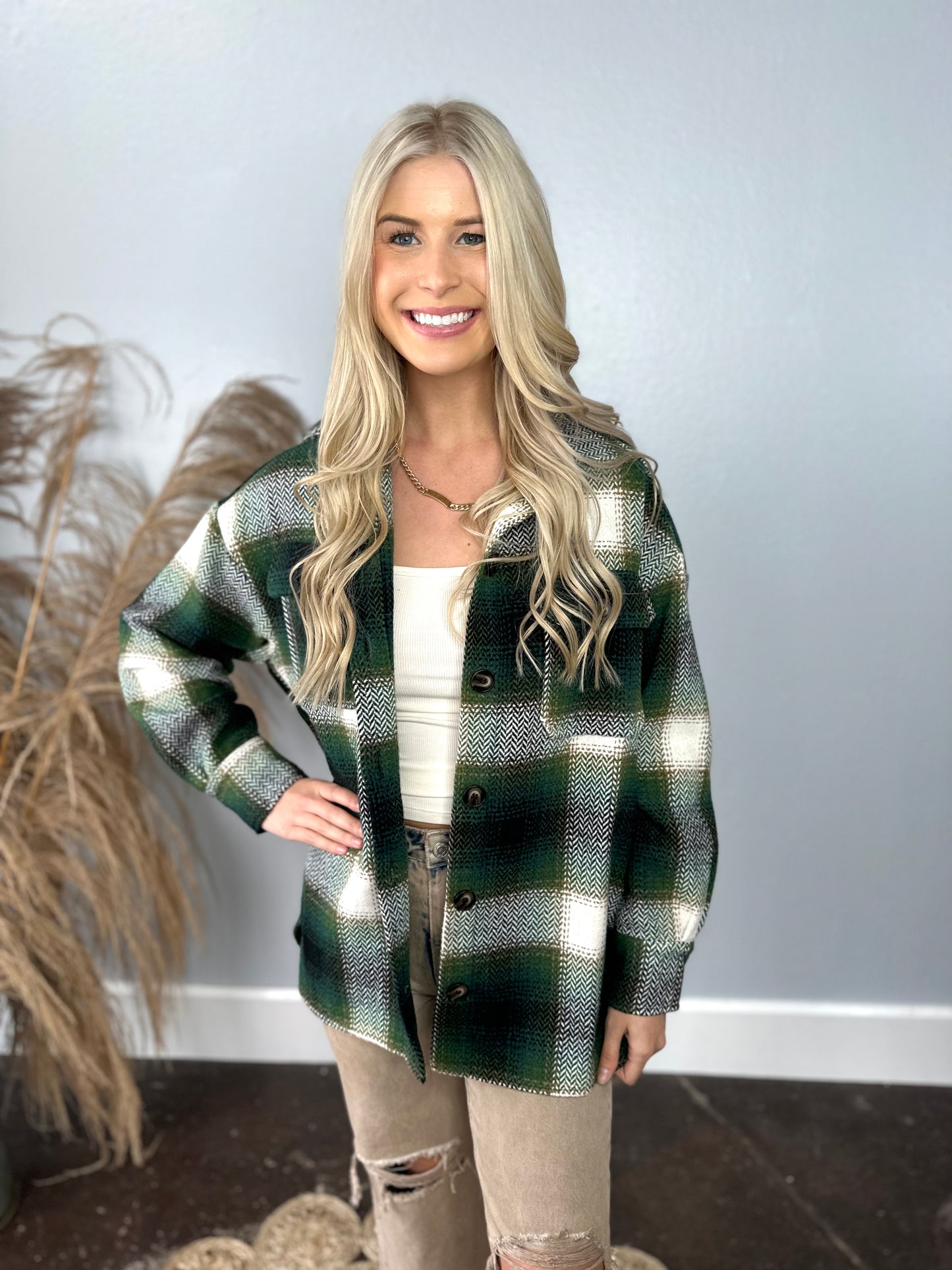 HUNTER GREEN FALL HEAVY SHACKET