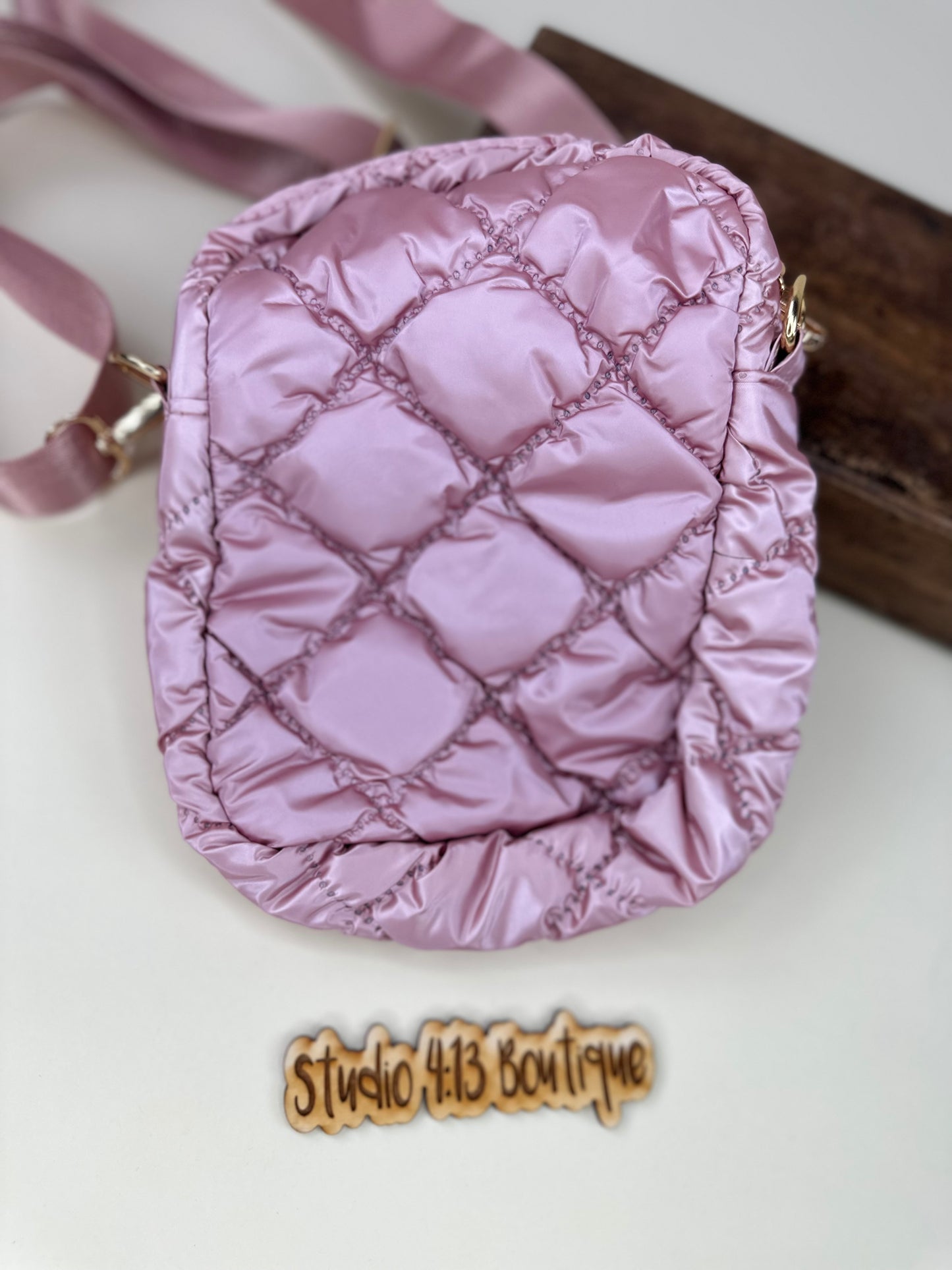PINK PUFFER CROSSBODY PURSE