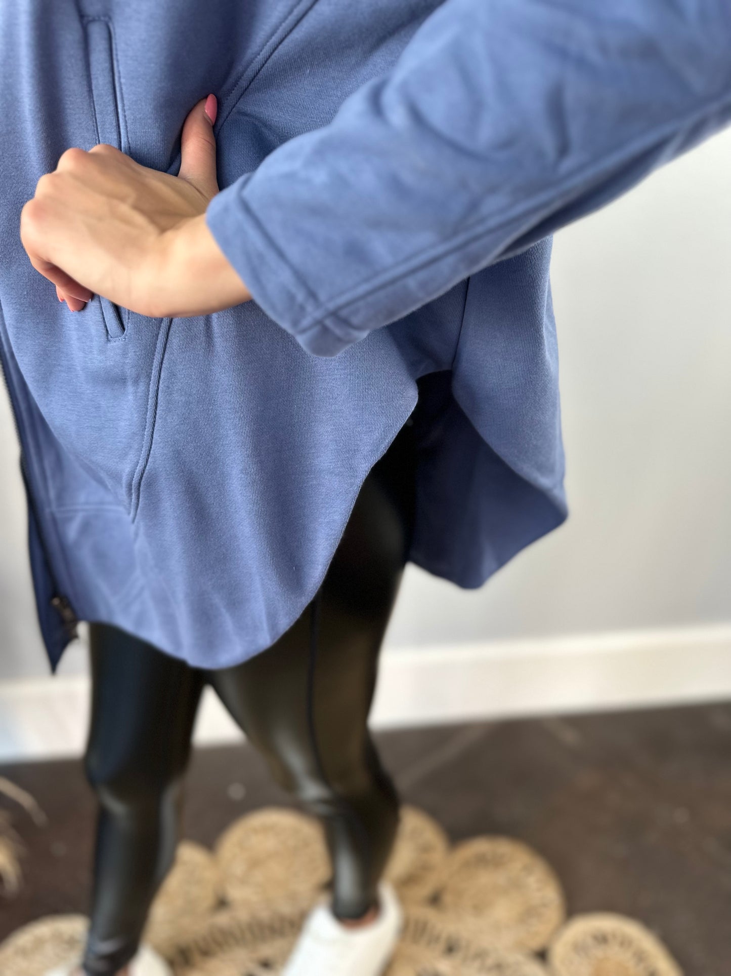 BLUE FRENCH TERRY OVERSIZED JACKET