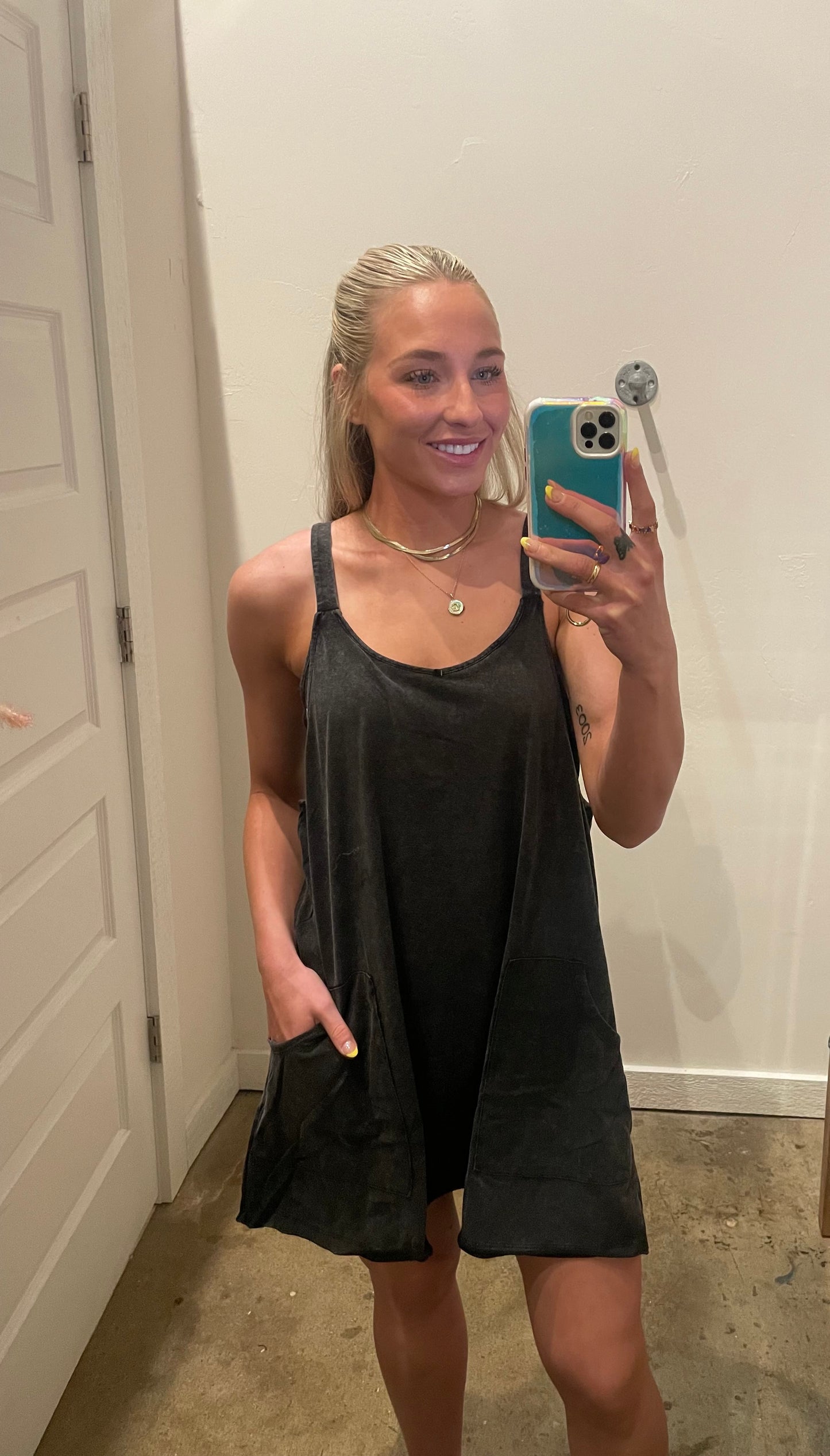 BLACK HOT SHOT ROMPER DRESS