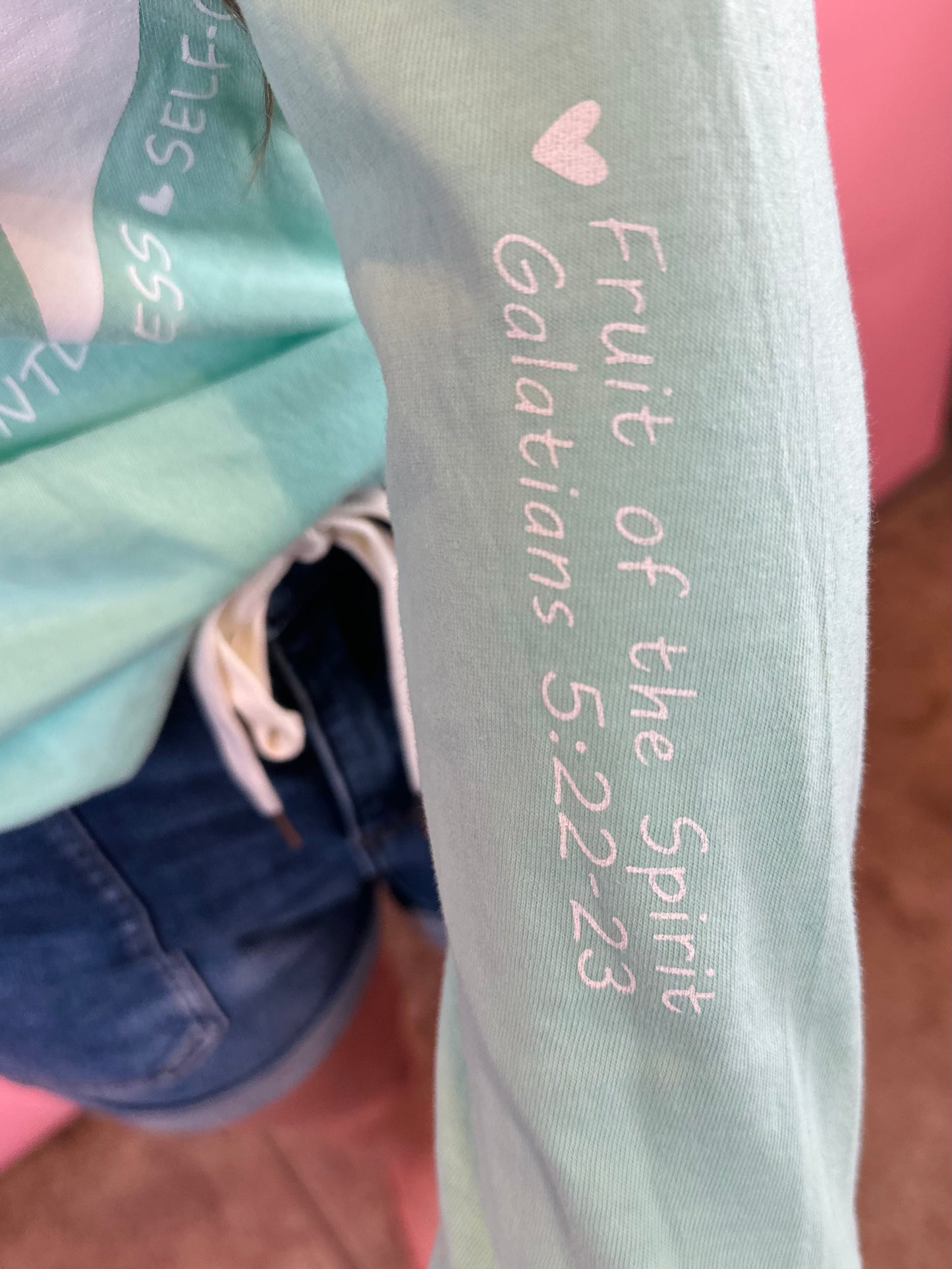 SEAFOAM GREEN FRUIT OF THE SPIRIT L/S TEE