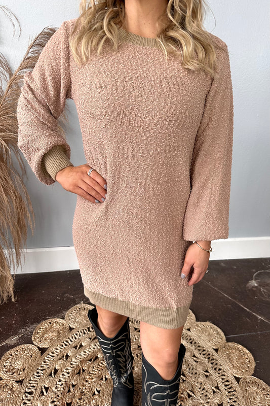 TAUPE POPCORN DRESS