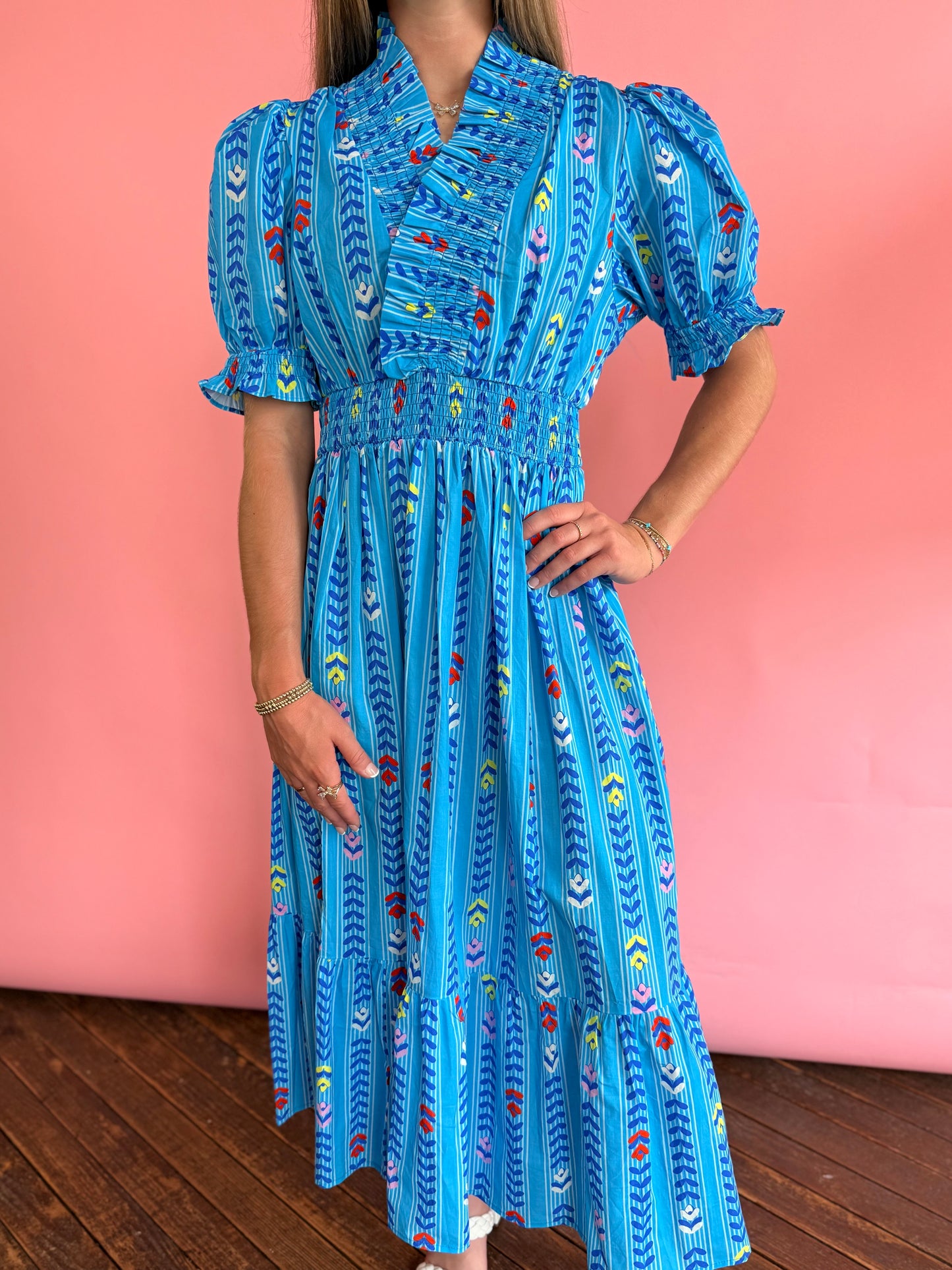 BRIGHT BLUE MAXI MULTI DRESS