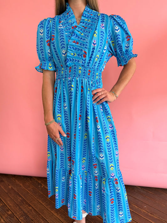 BRIGHT BLUE MAXI MULTI DRESS