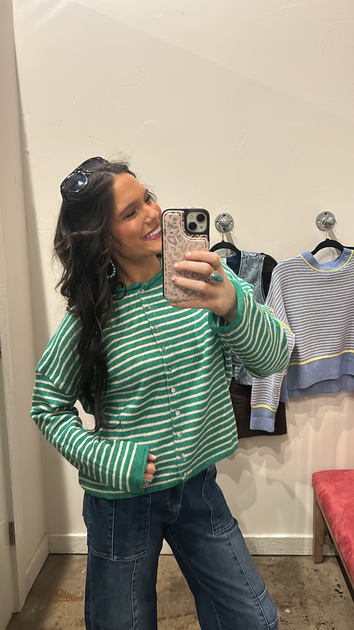 OVERSIZED GREEN STRIPED SWEATER