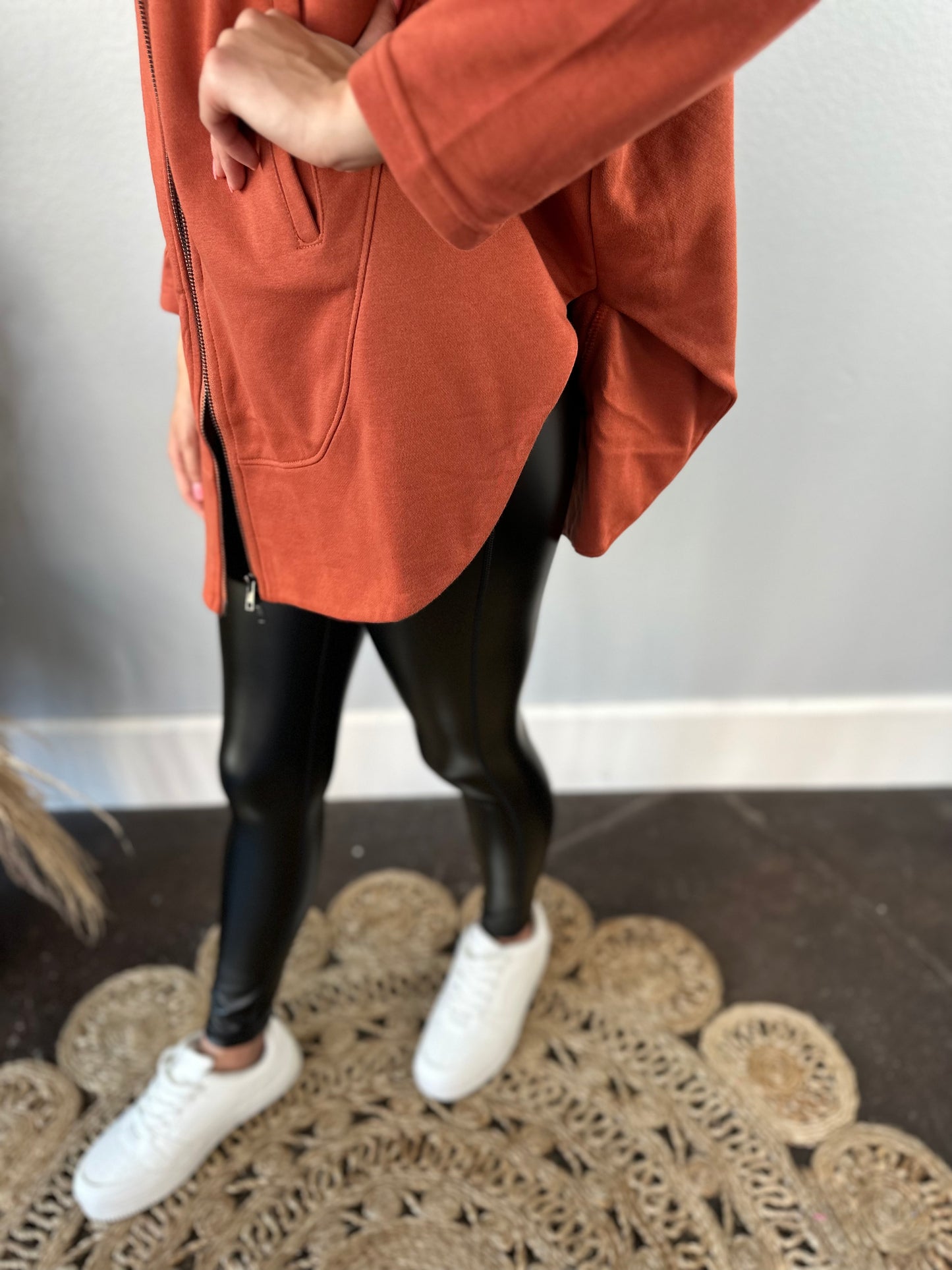 RUST FRENCH TERRY OVERSIZED JACKET