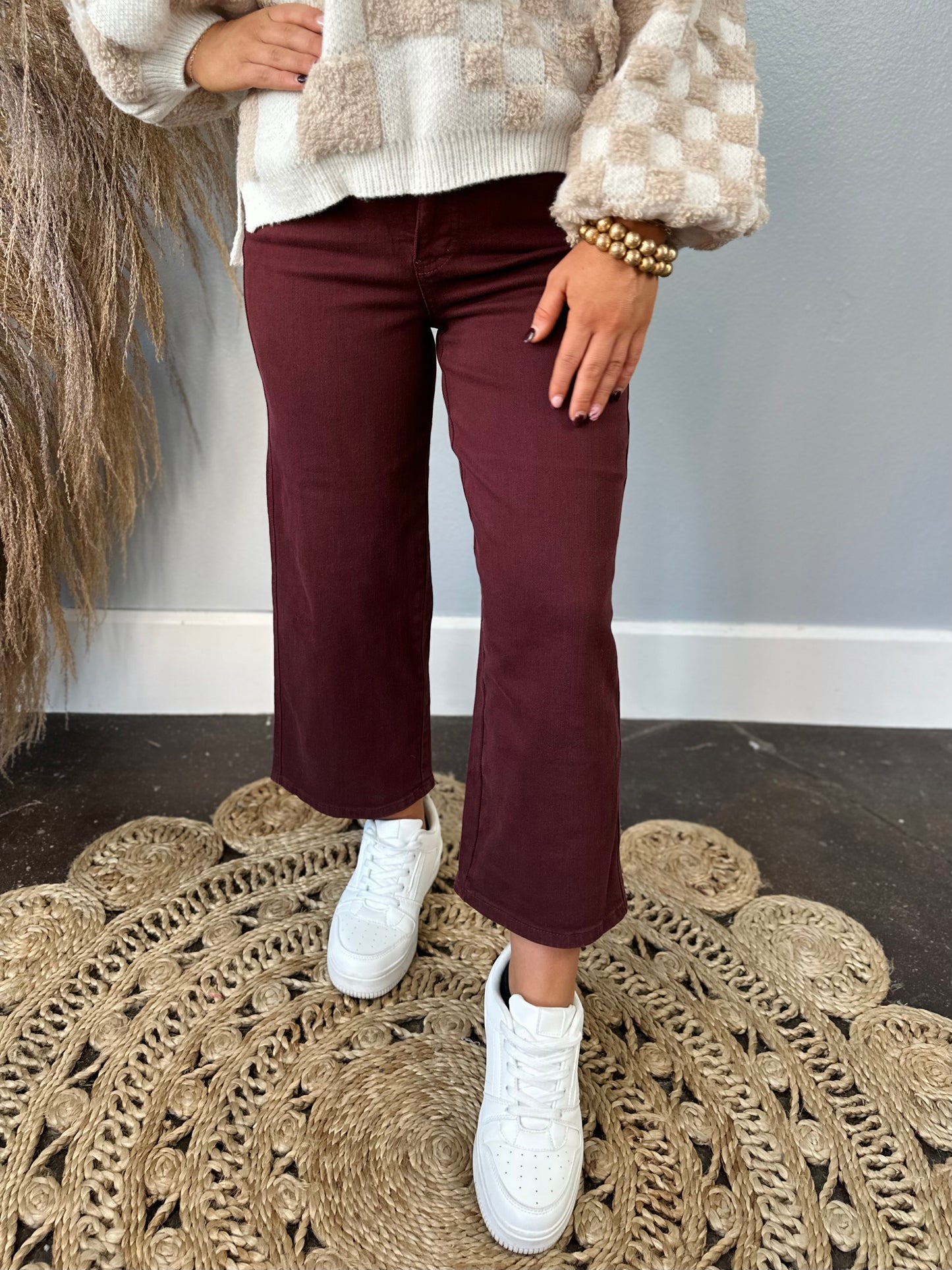 JUDY BLUE MAROON CROP PANT