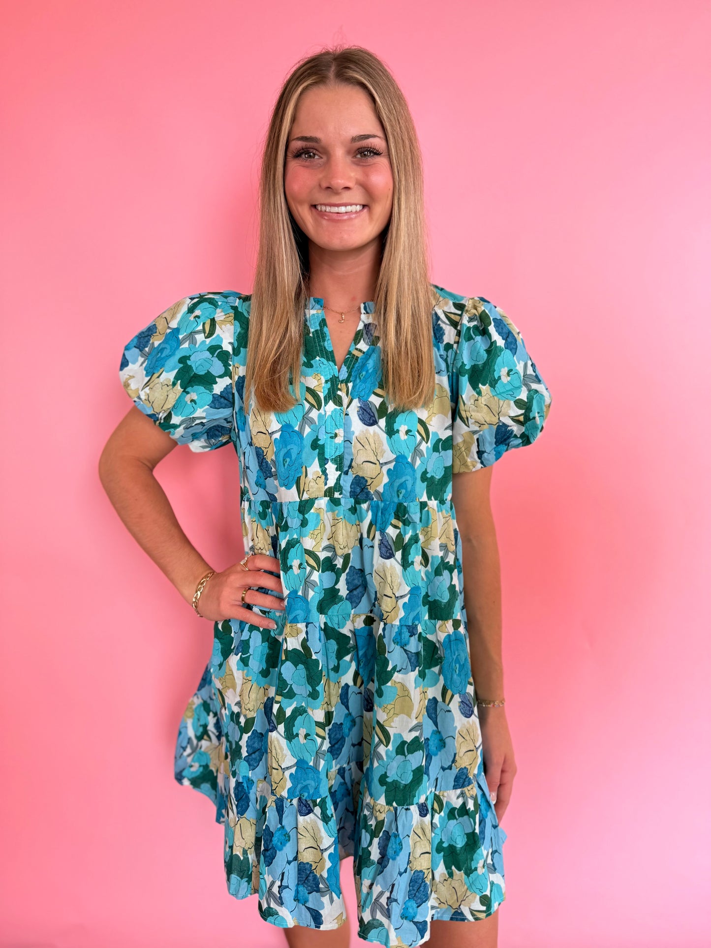 BLUE MULTI MIX FLOWER DRESS