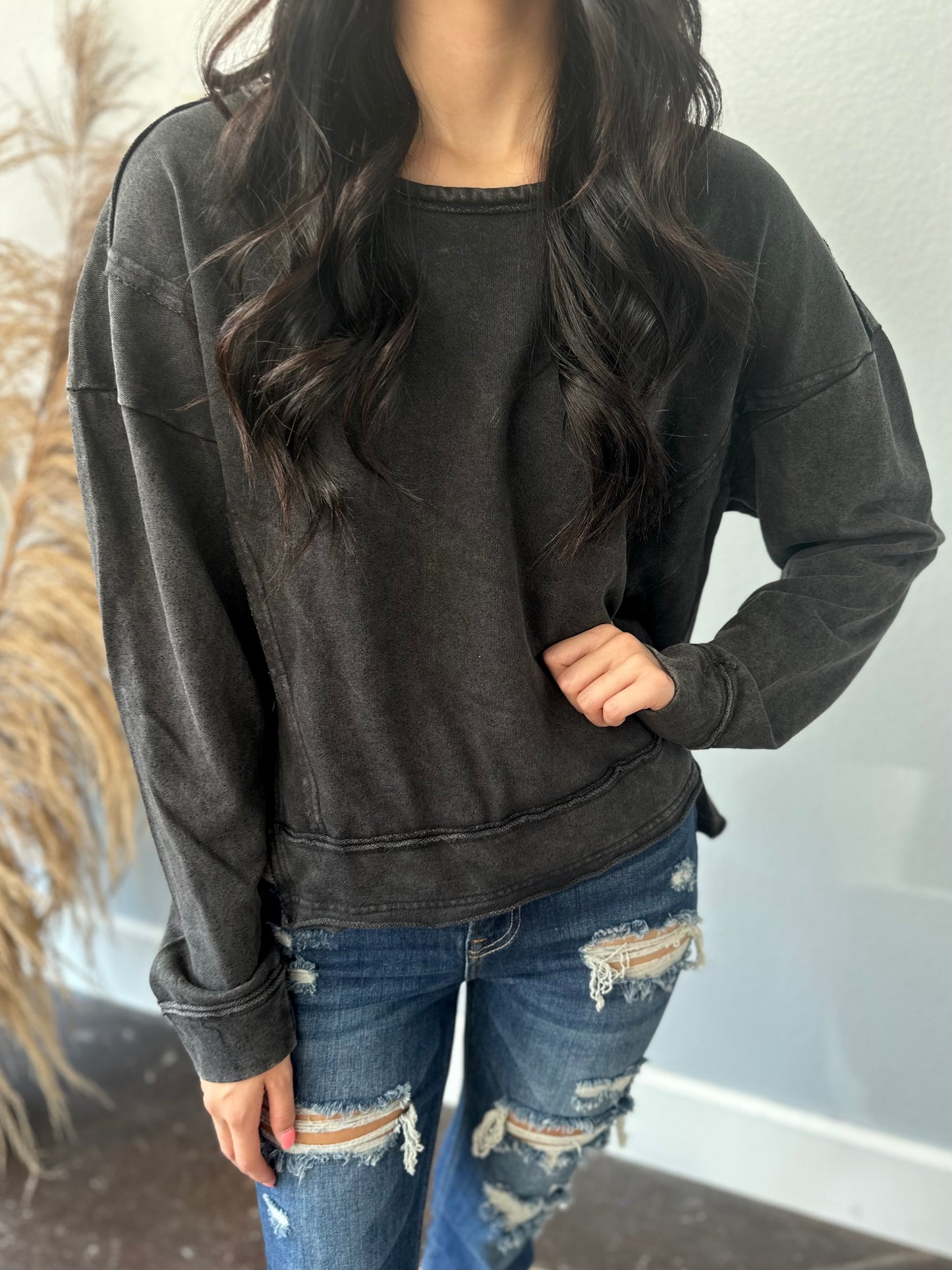 VINTAGE BLACK TERRY TOP