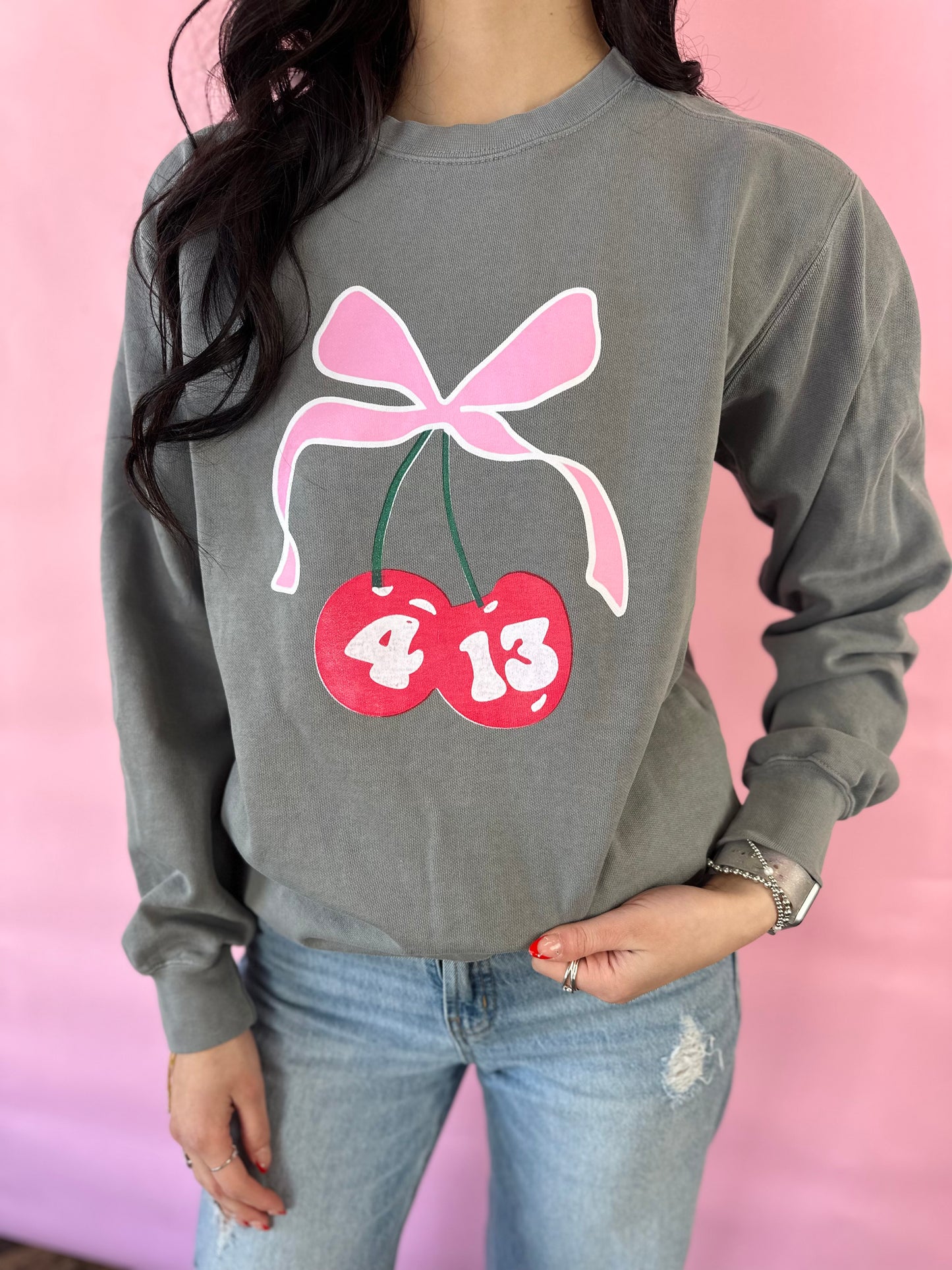 4:13 CHERRY SWEATSHIRT - COMFORT COLORS