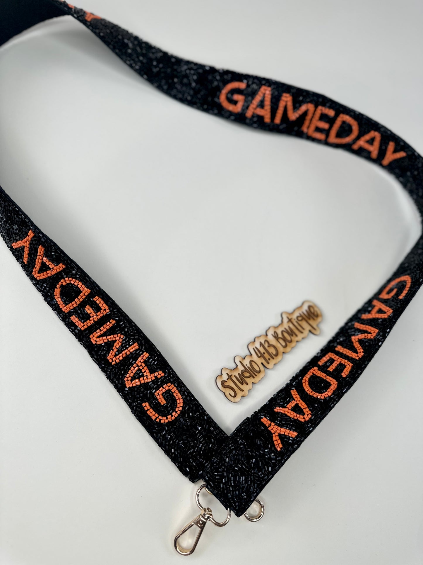BLACK/ORANGE GAMEDAY BEADED PURSE STRAP