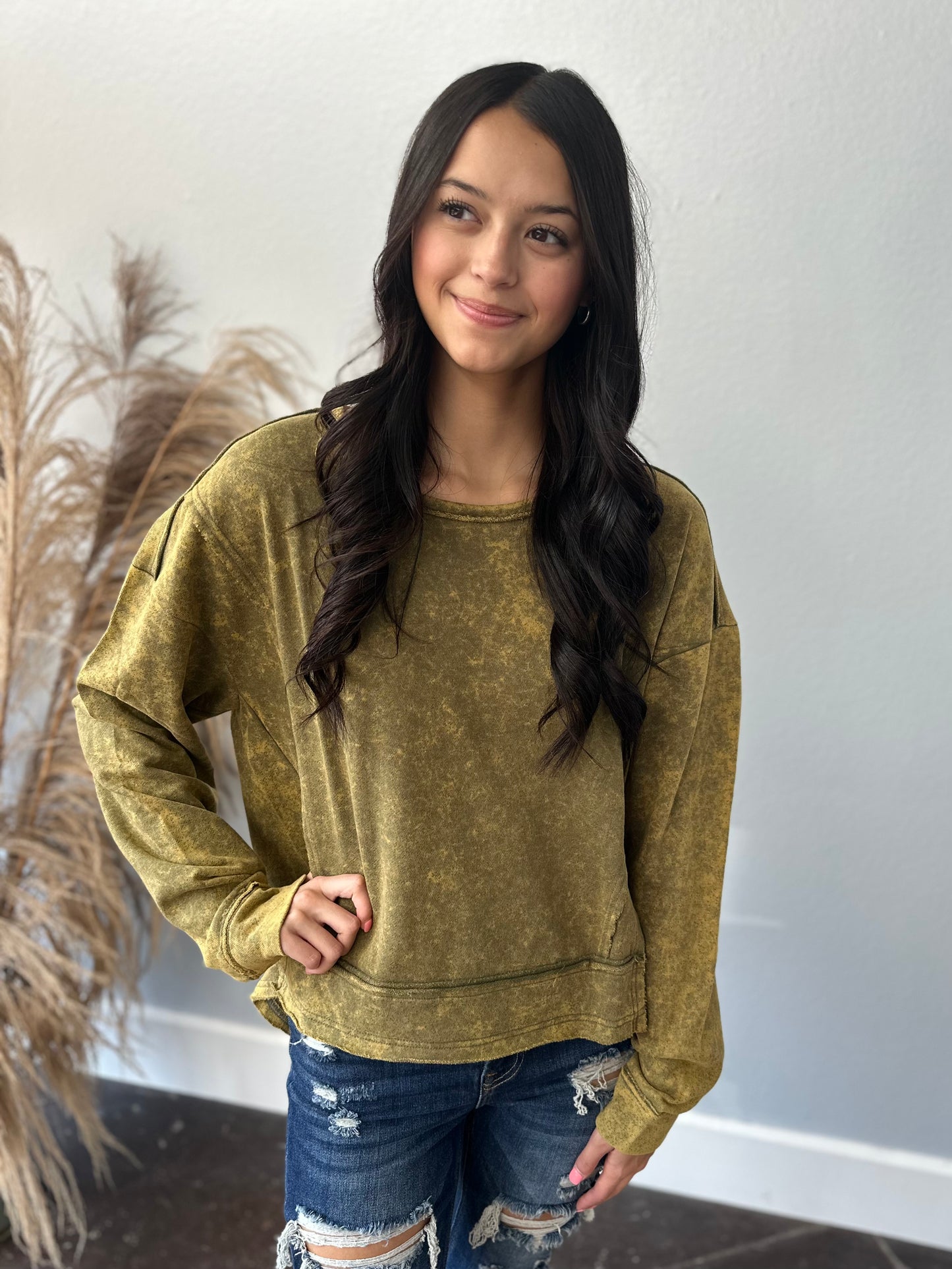 VINTAGE OLIVE TERRY TOP