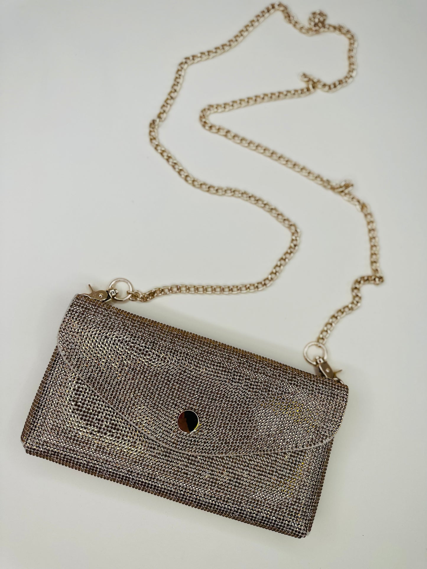 GOLD LEATHER RHINESTONE PURSE