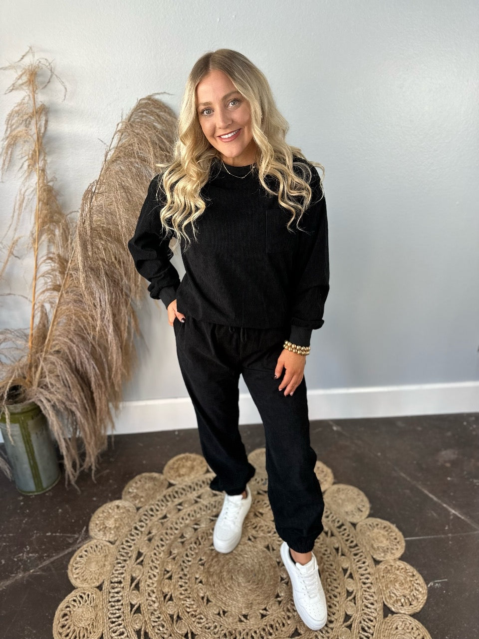 BLACK RIBBED SET