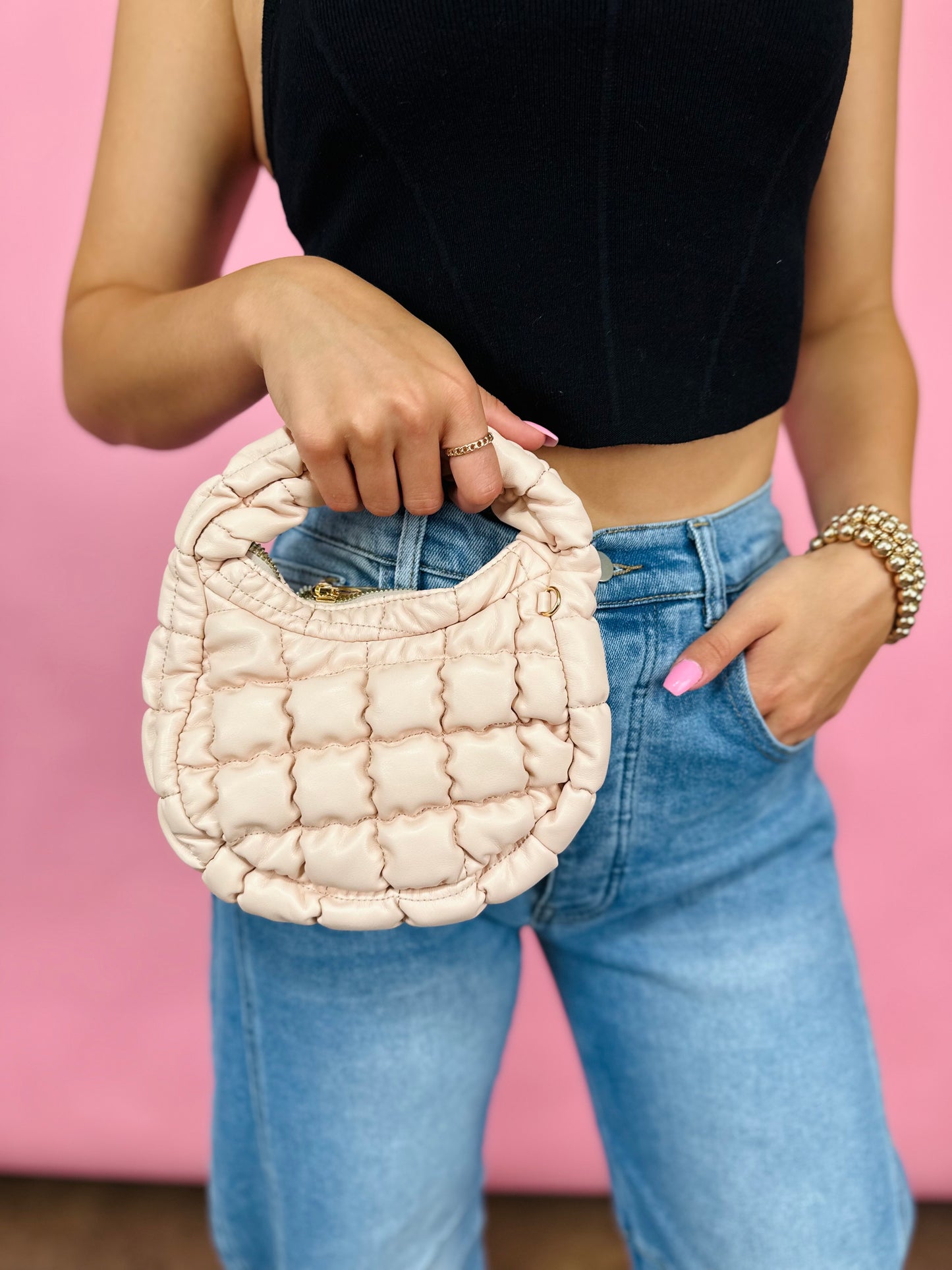 CREAM "FOR THE MINI'S" QUILTED PURSE