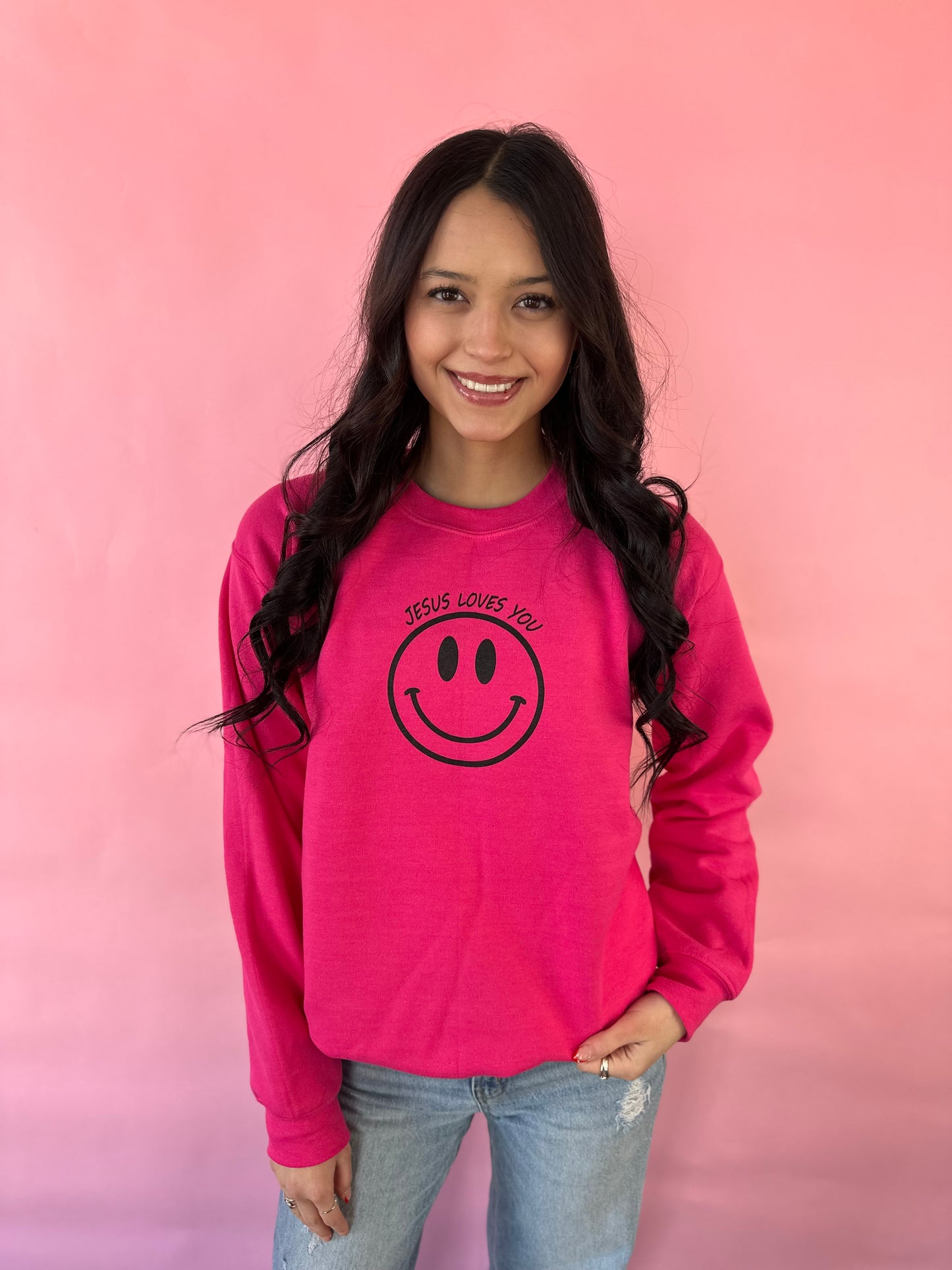 JESUS LOVES YOU HOT PINK SWEATSHIRT