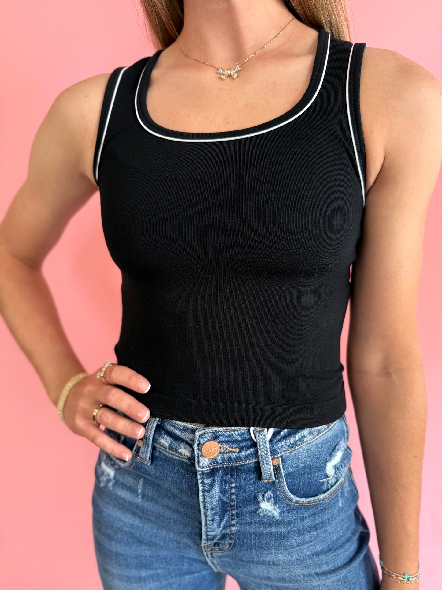 BLACK + WHITE STRIPE TANK
