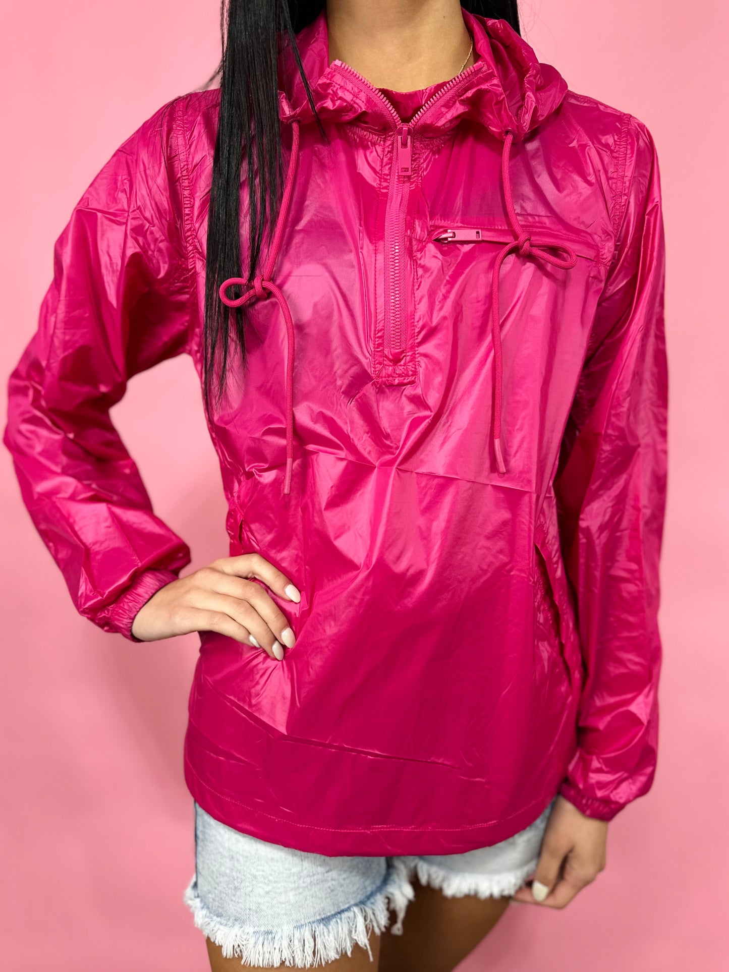 HOT PINK 1/4 ZIP JACKET