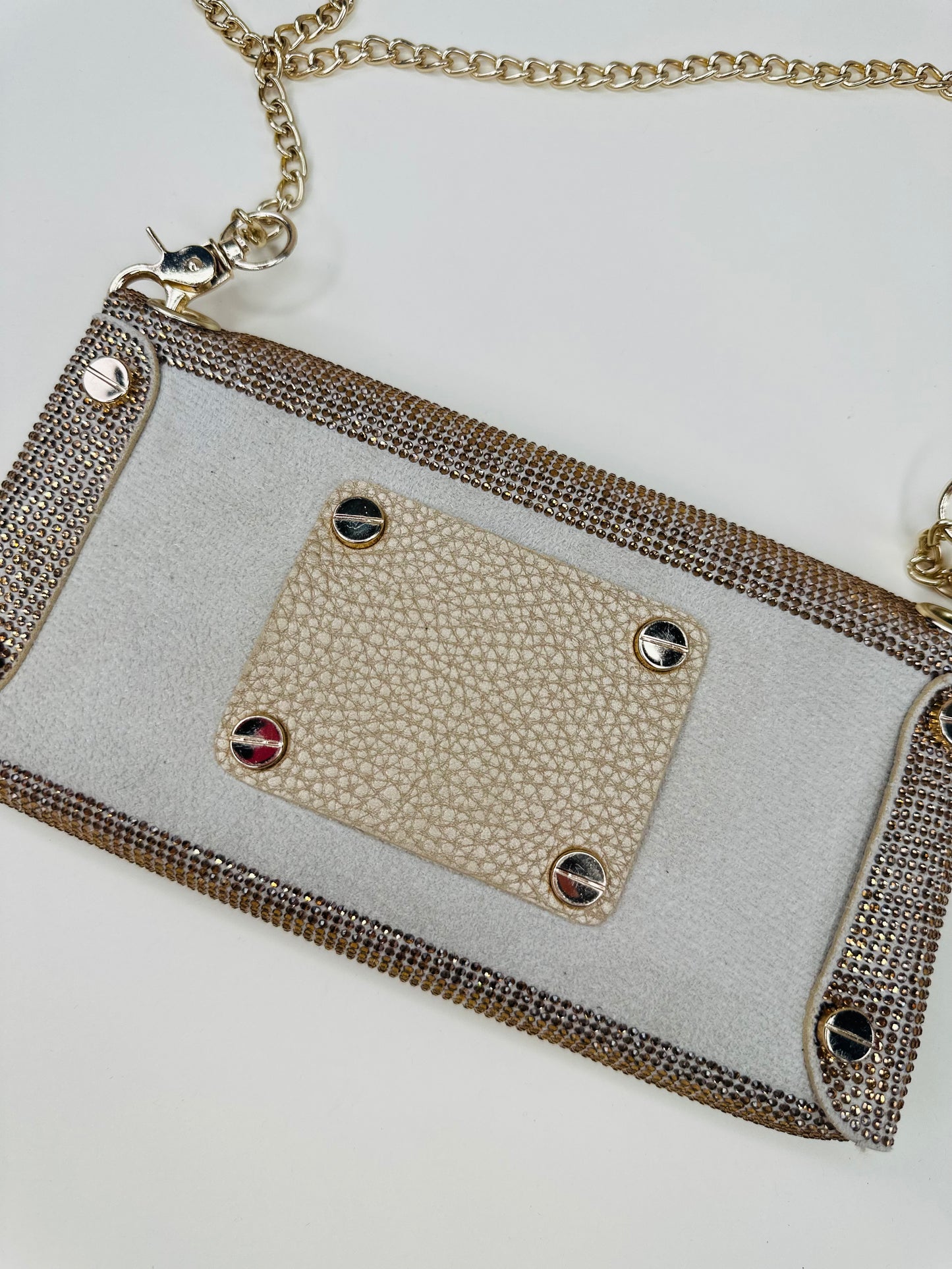 GOLD LEATHER RHINESTONE PURSE