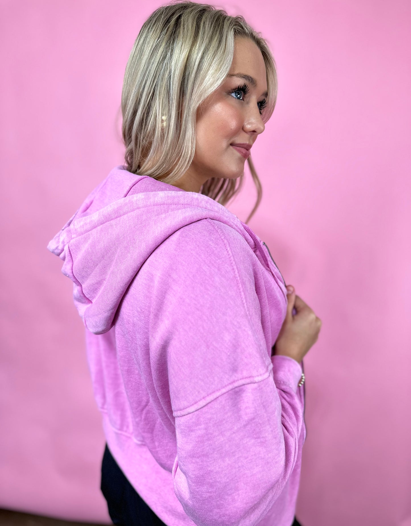 PINK OVERSIZED ZIP UP JACKET