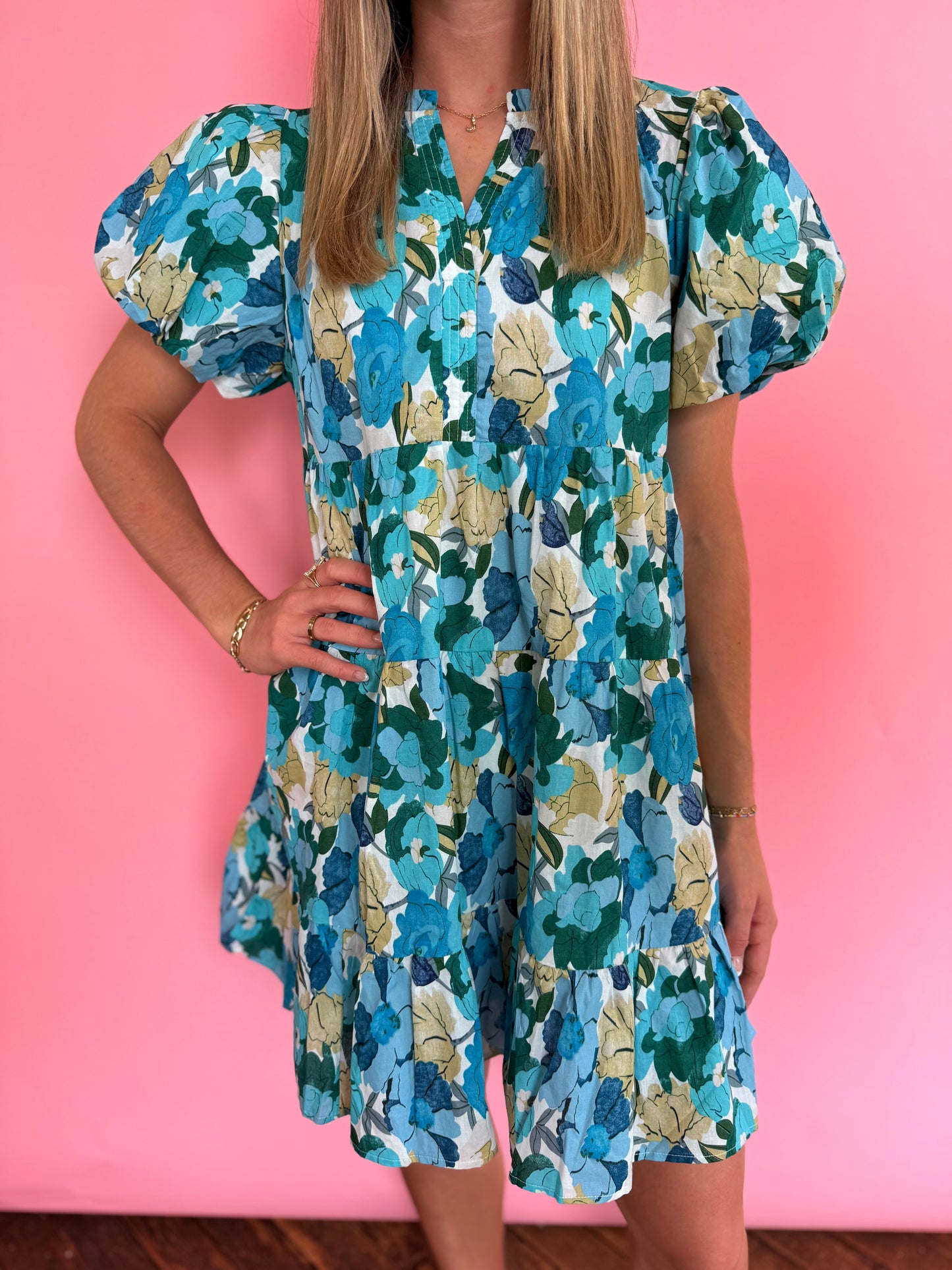 BLUE MULTI MIX FLOWER DRESS
