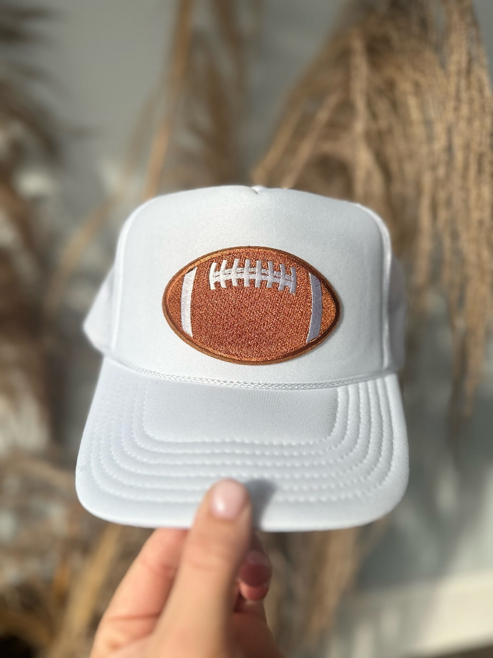 WHITE FOOTBALL TRUCKER HAT