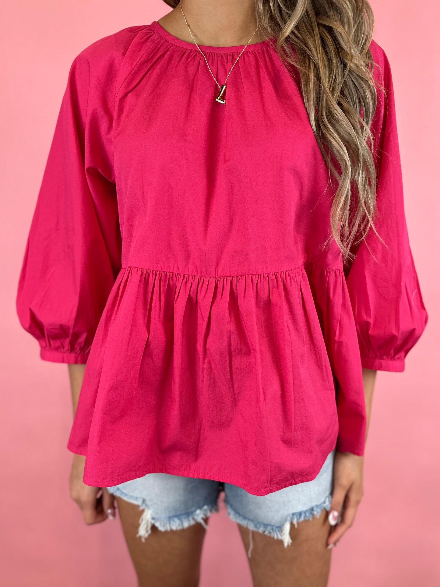 HOT PINK 3 BACK BOW TOP