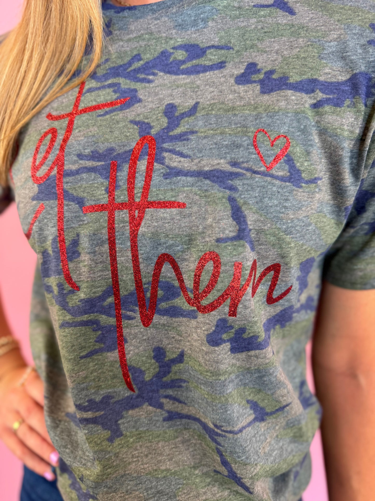 LET THEM RED ON CAMO TEE