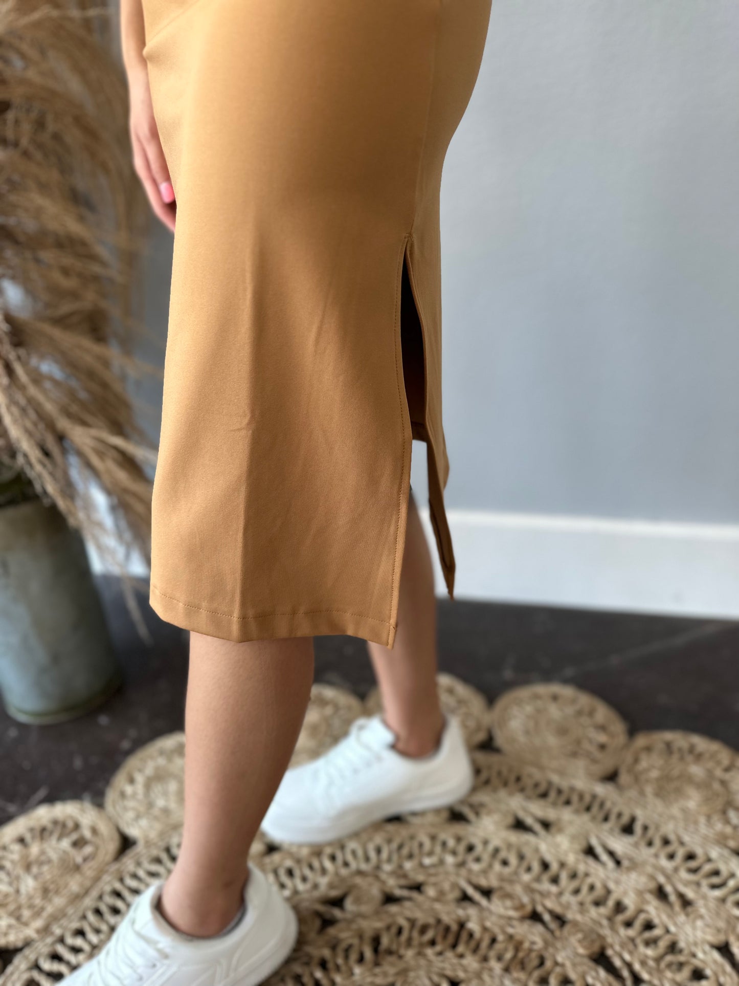 CARMEL BODY CON RACERBACK MIDI DRESS