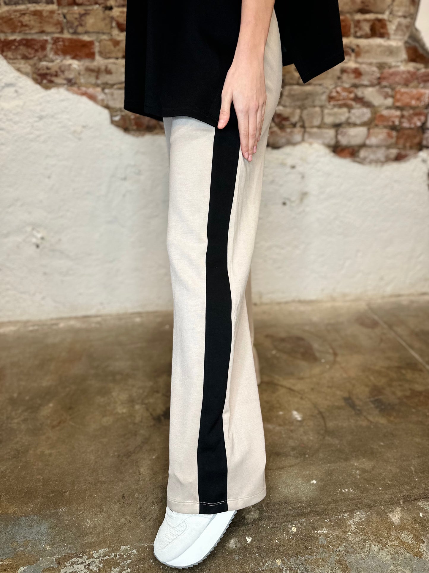TAN WITH BLACK STRIPE PANT