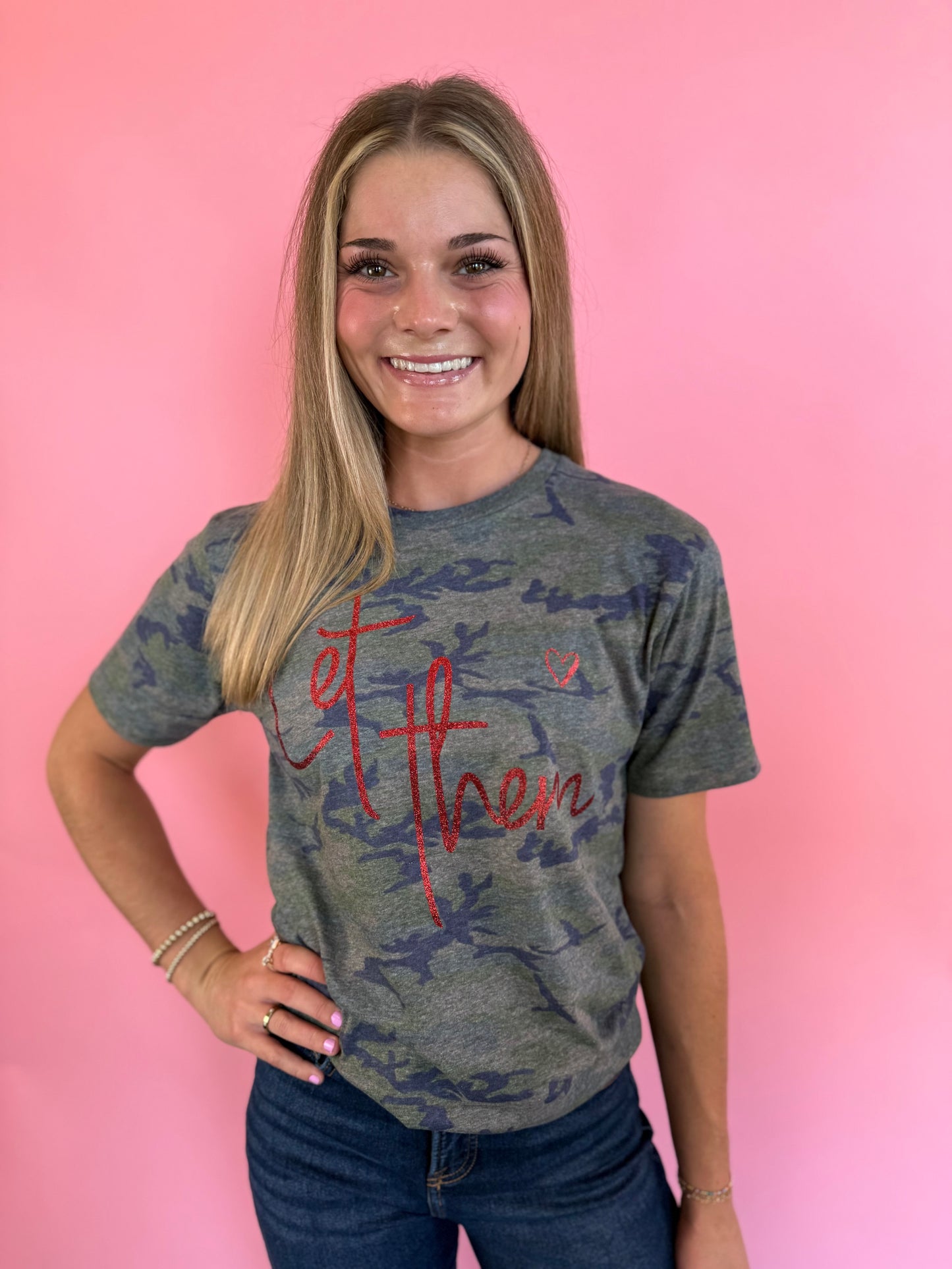 LET THEM RED ON CAMO TEE