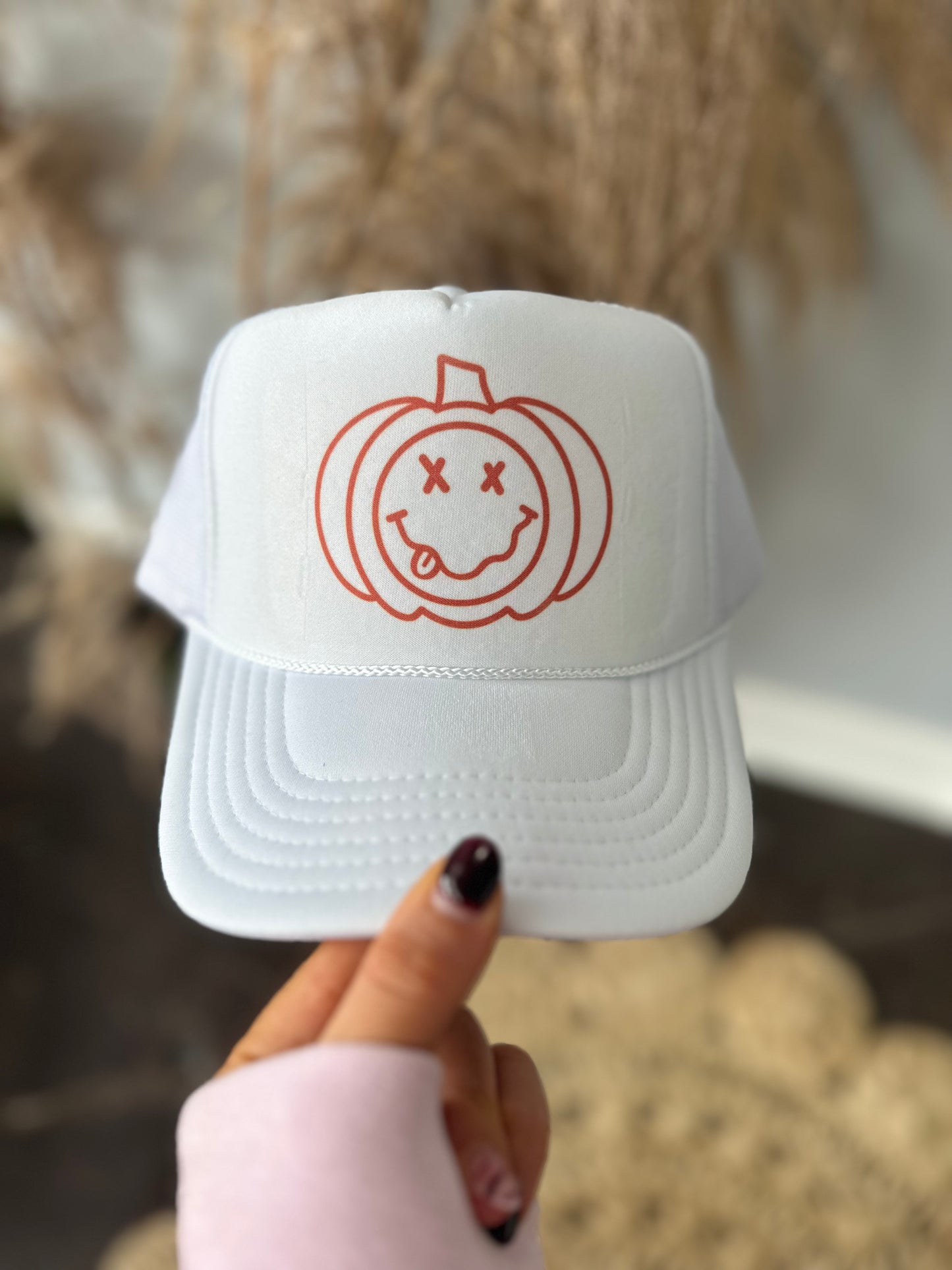 PUMPKIN SMILEY TRUCKER HAT