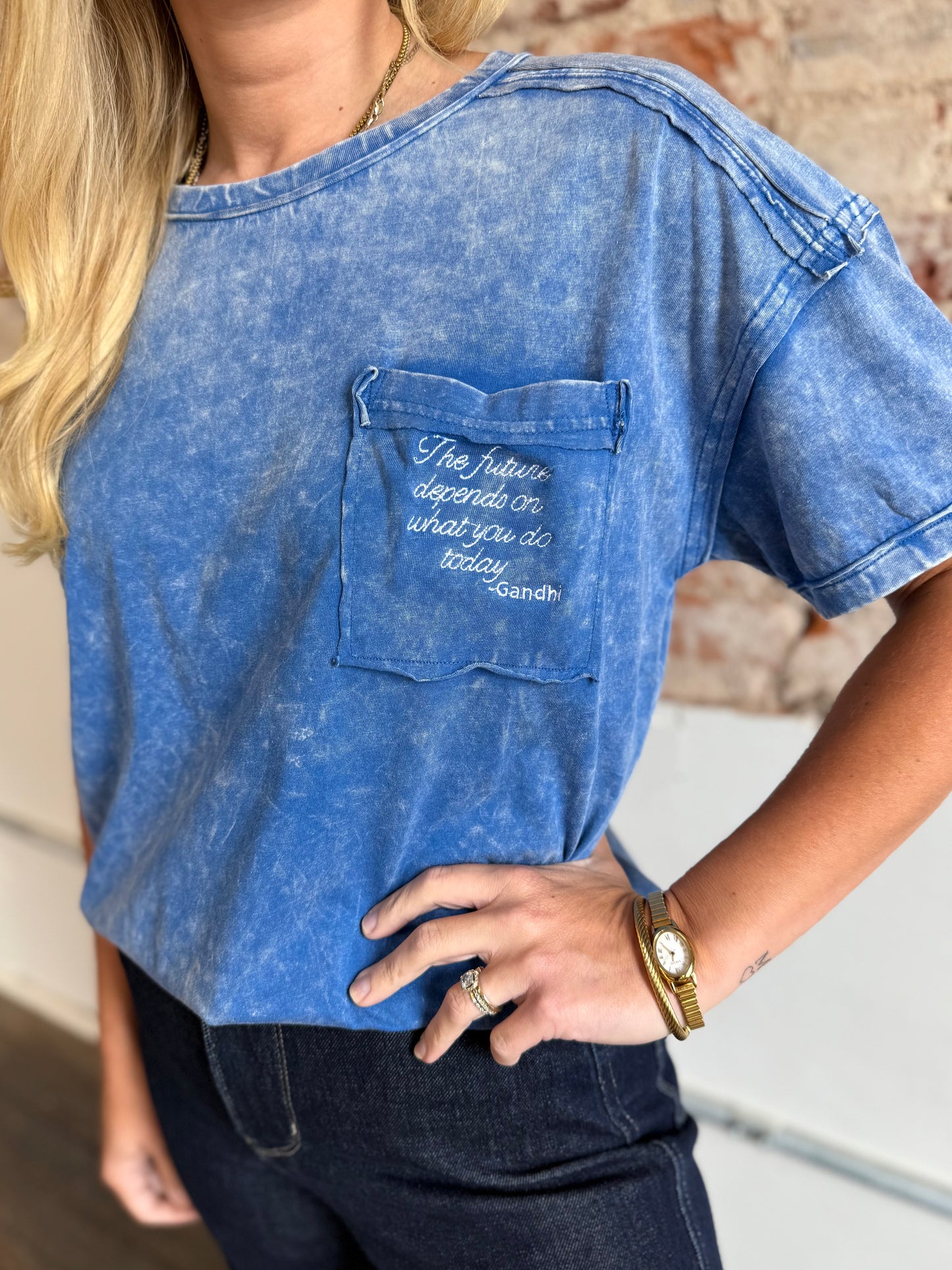 BLUE THE FUTURE POCKET TEE