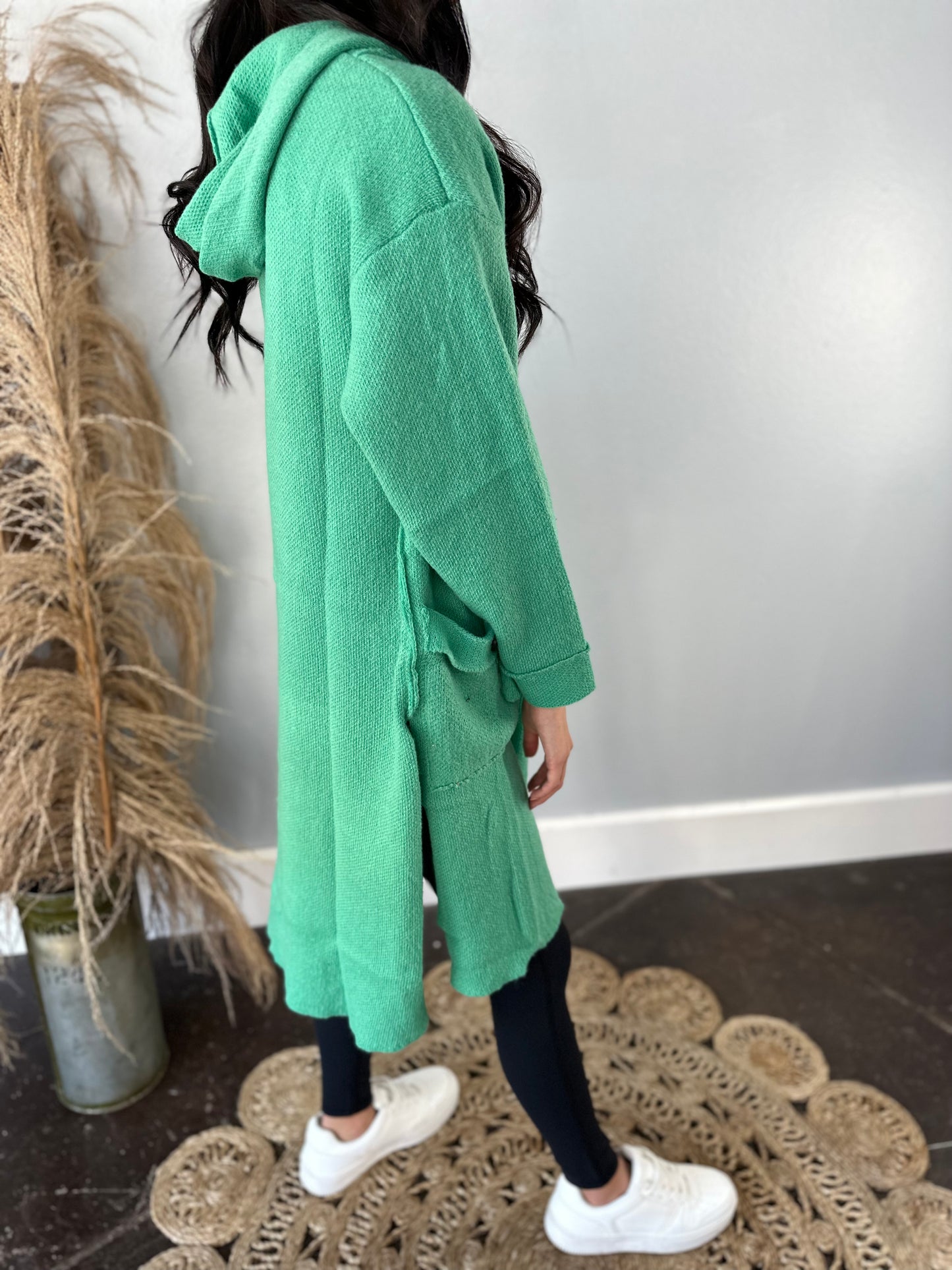 GREEN HOODED CARDIGAN