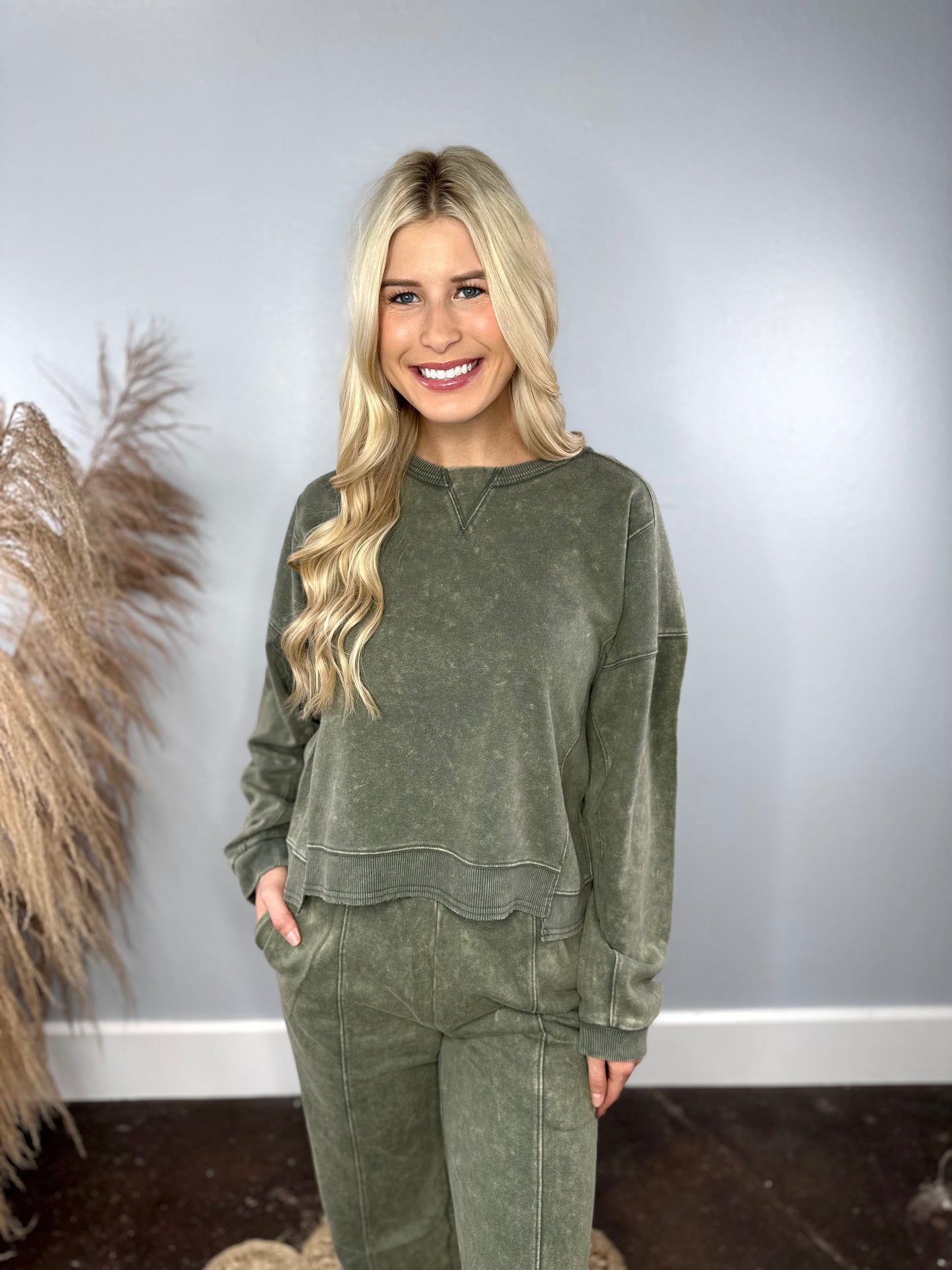 OLIVE STRAIGHT LEG JOGGER SET
