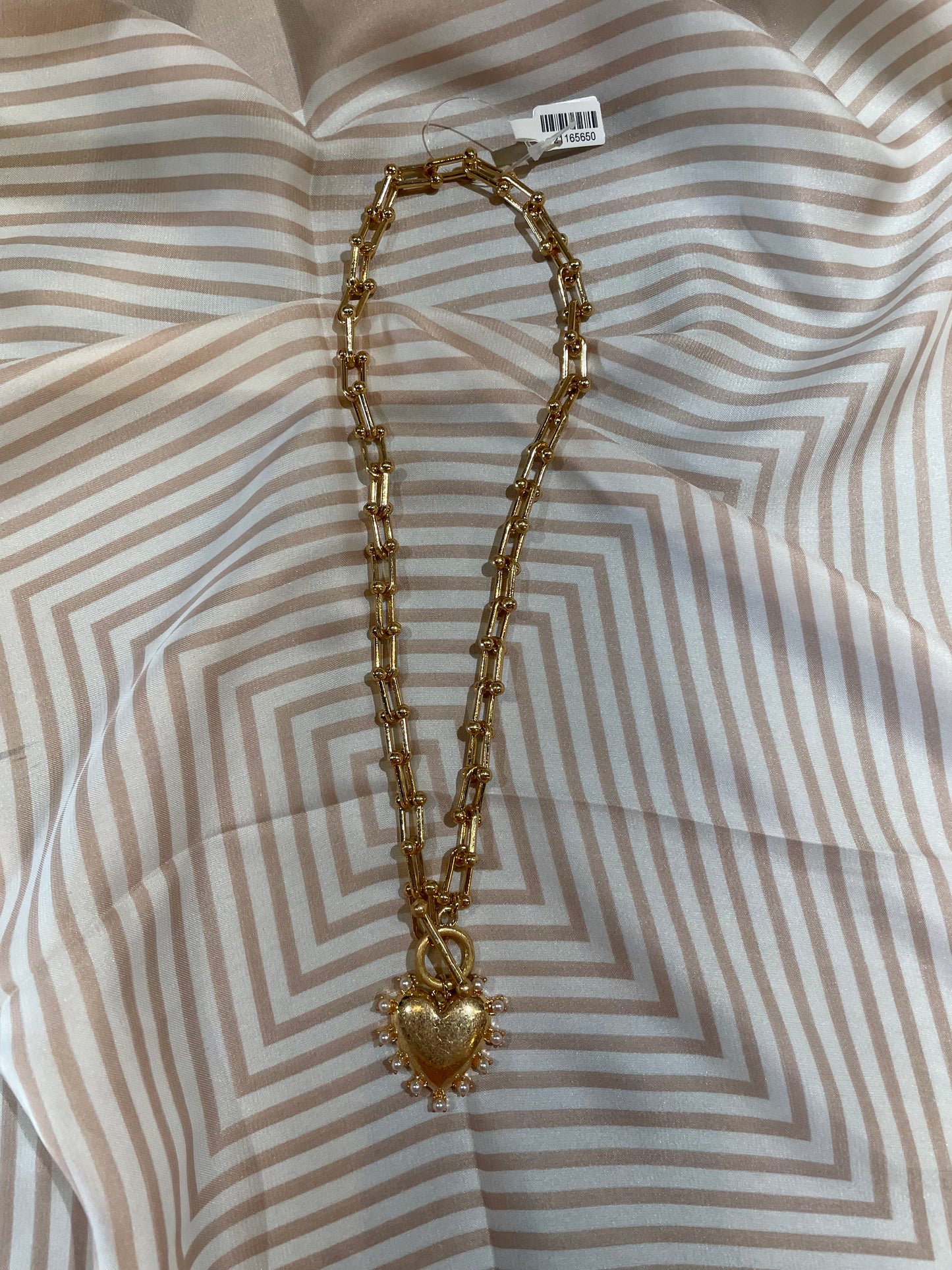 GOLD/PEARL HEART NECKLACE