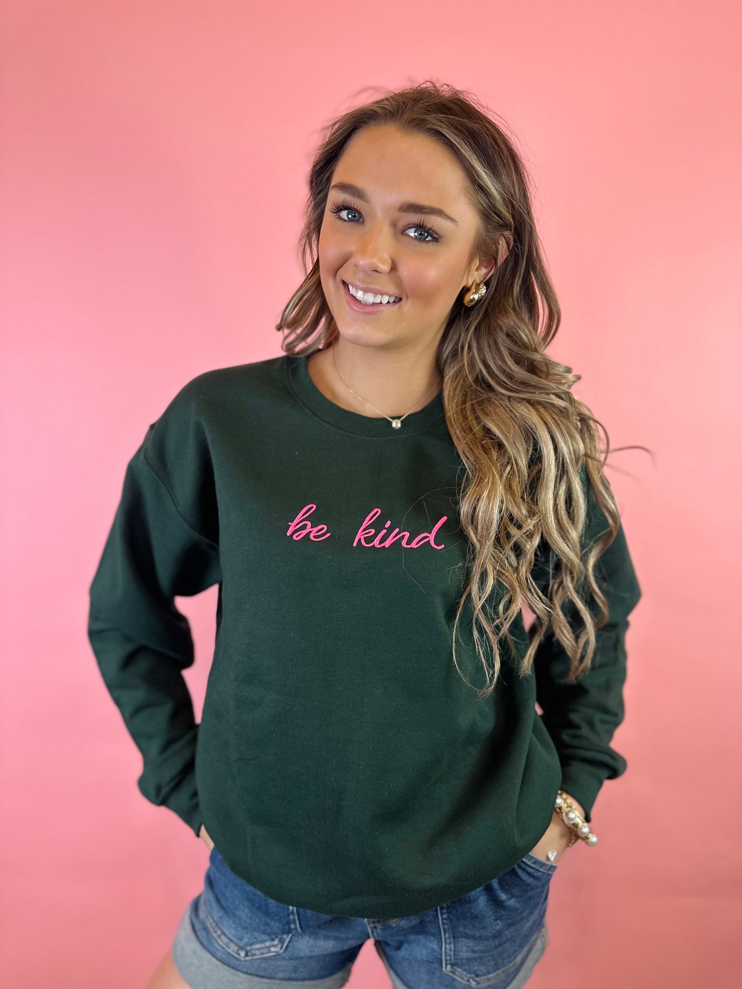 BE KIND HUNTER GREEN SWEATSHIRT