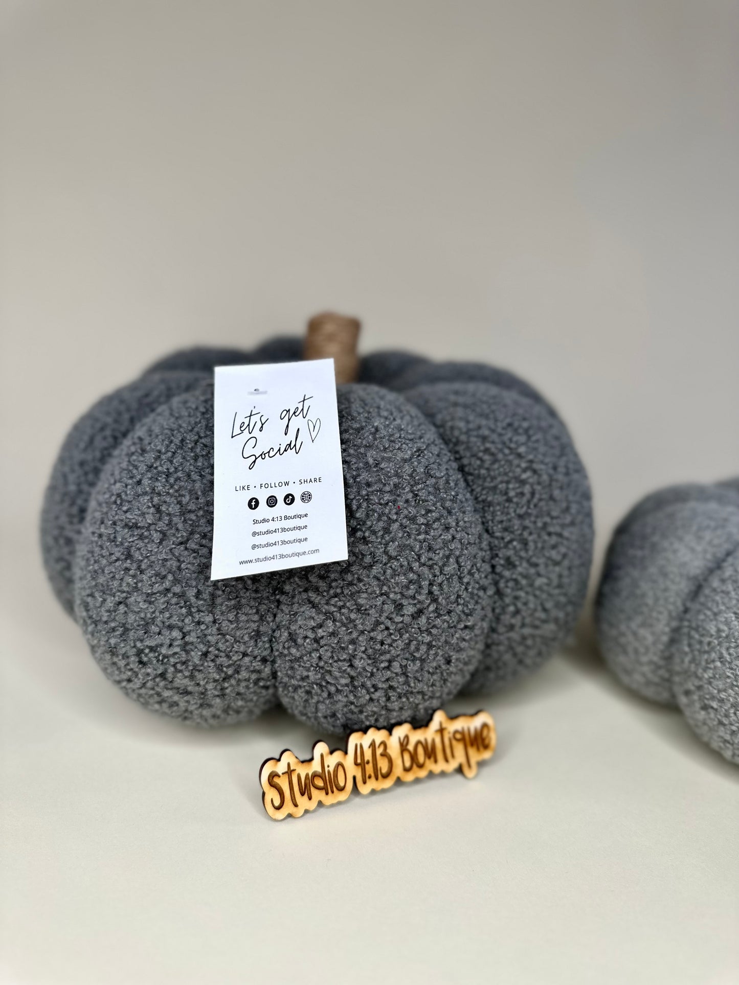 LARGE DARK GRAY FLEECE PUMPKIN