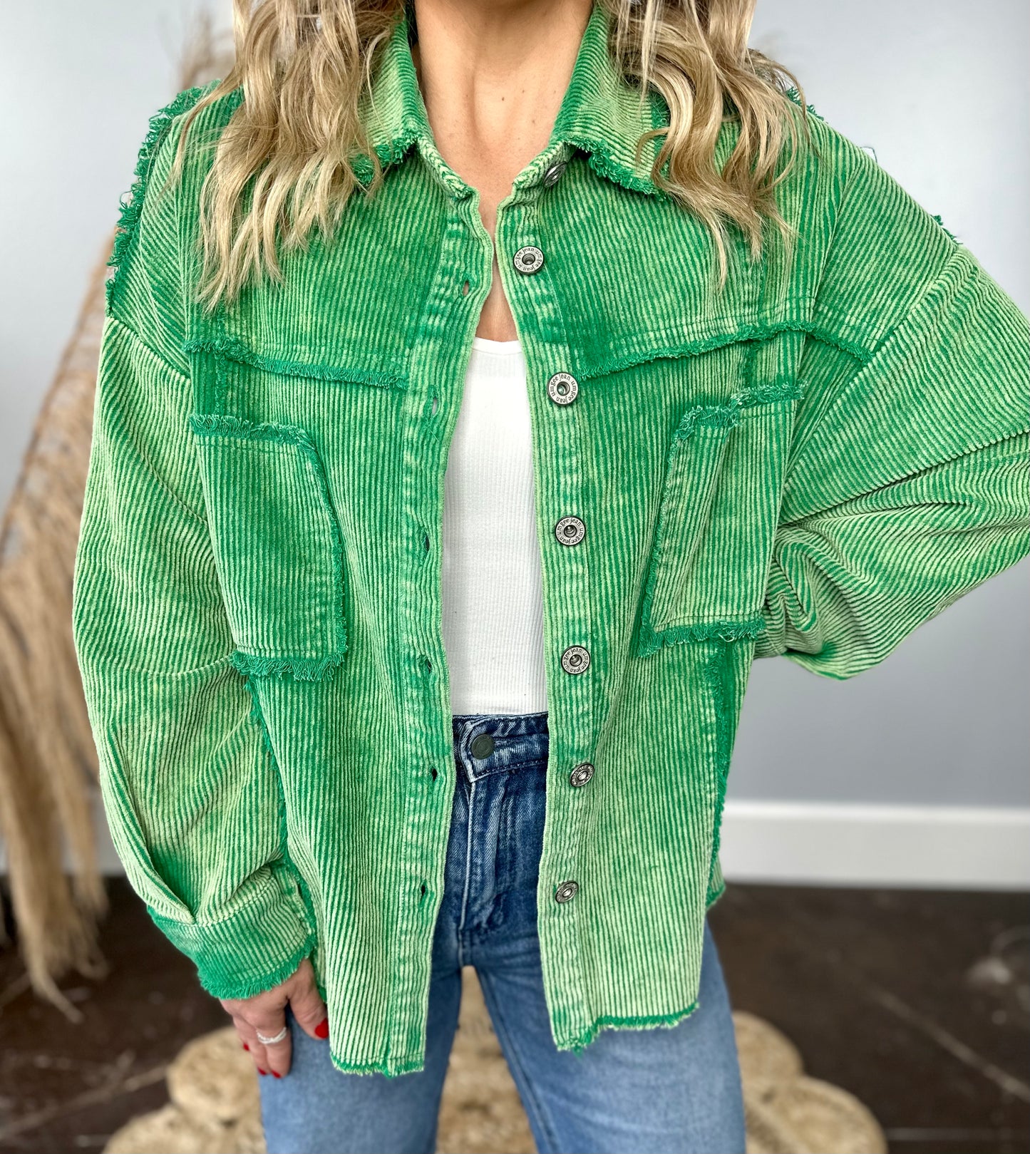 GREEN CORD SHACKET