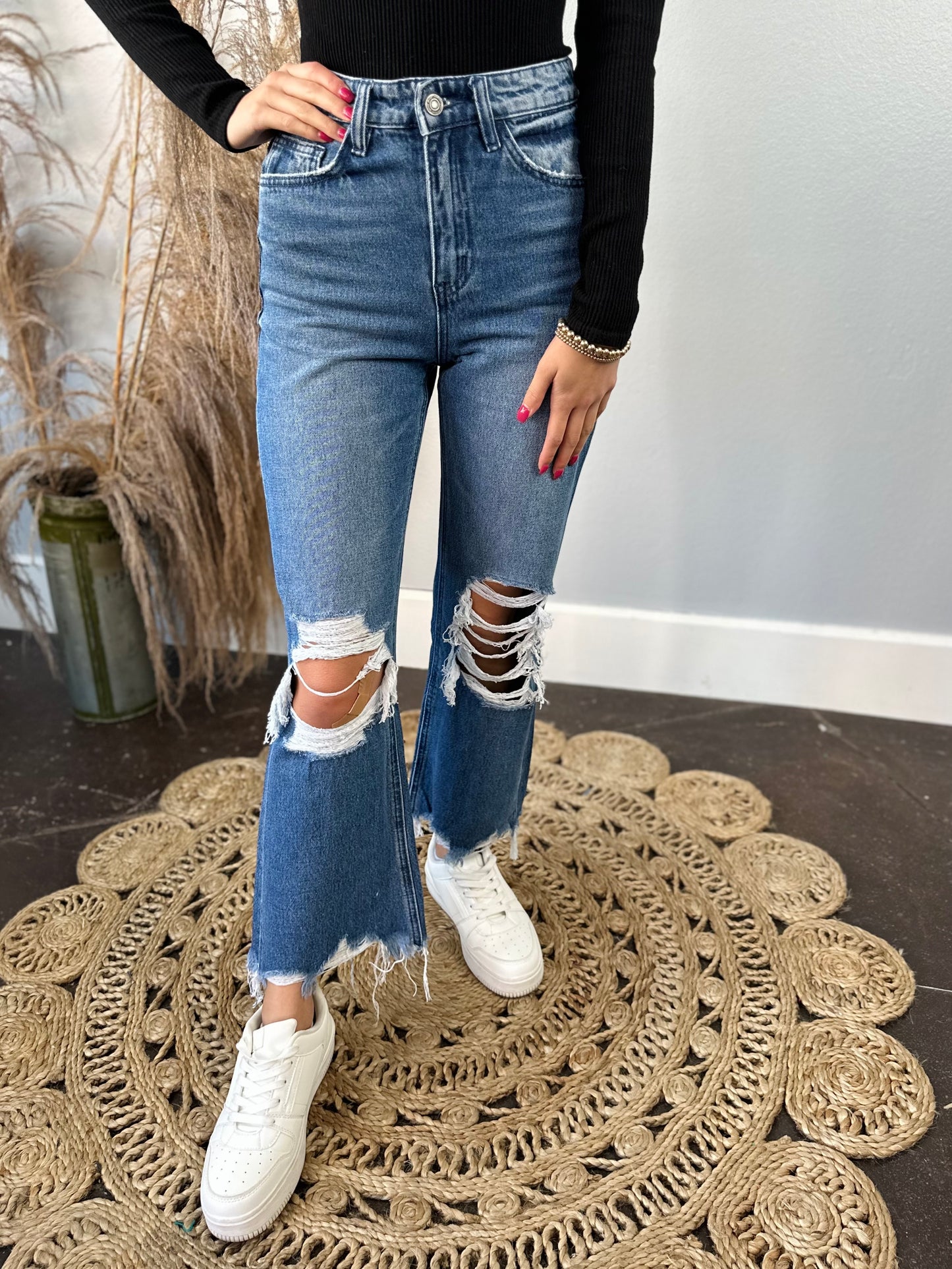 DENIM VINTAGE 90s CROP FLARE