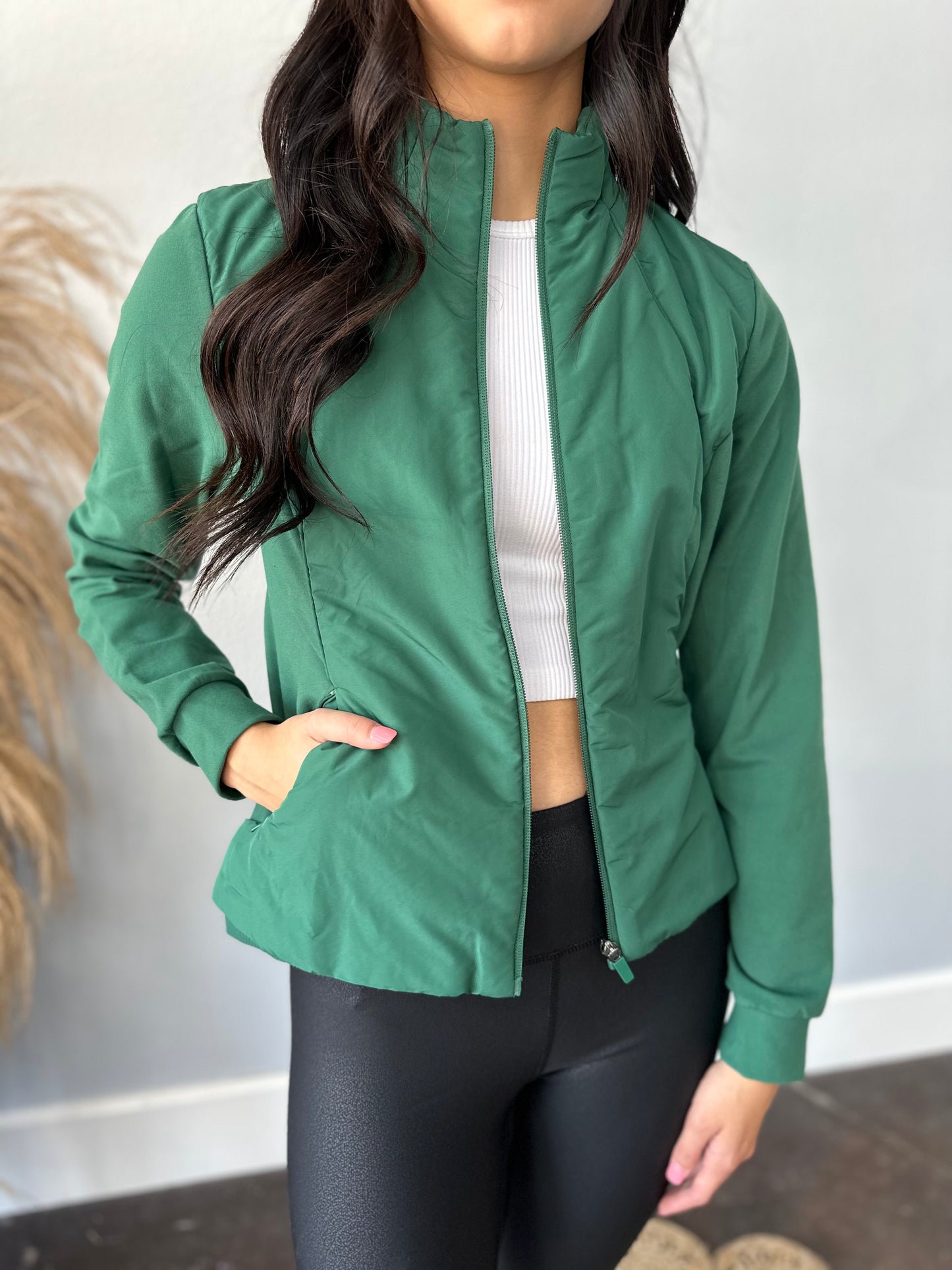 HUNTER GREEN DEFINE ZIP UP JACKET