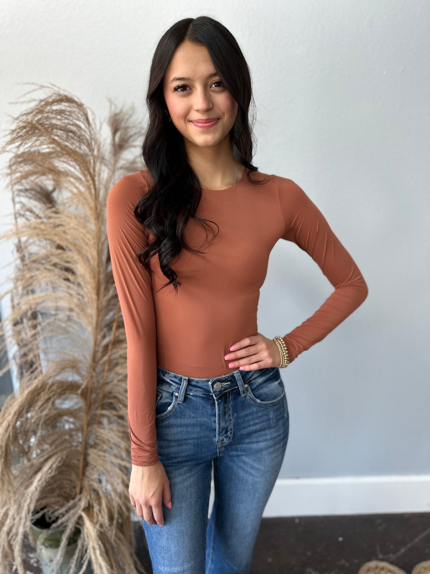 RUST LONG SLEEVE BODYSUIT