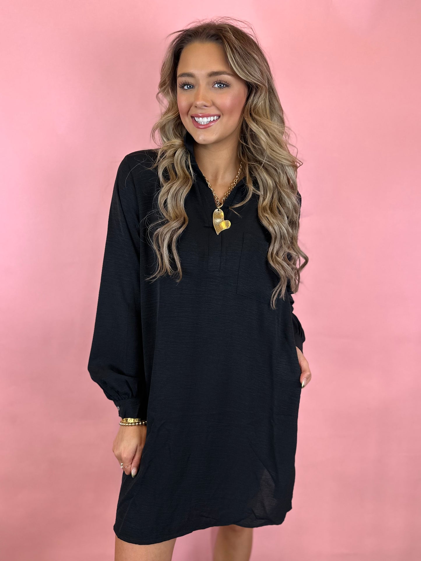 JET BLACK SHIRT DRESS