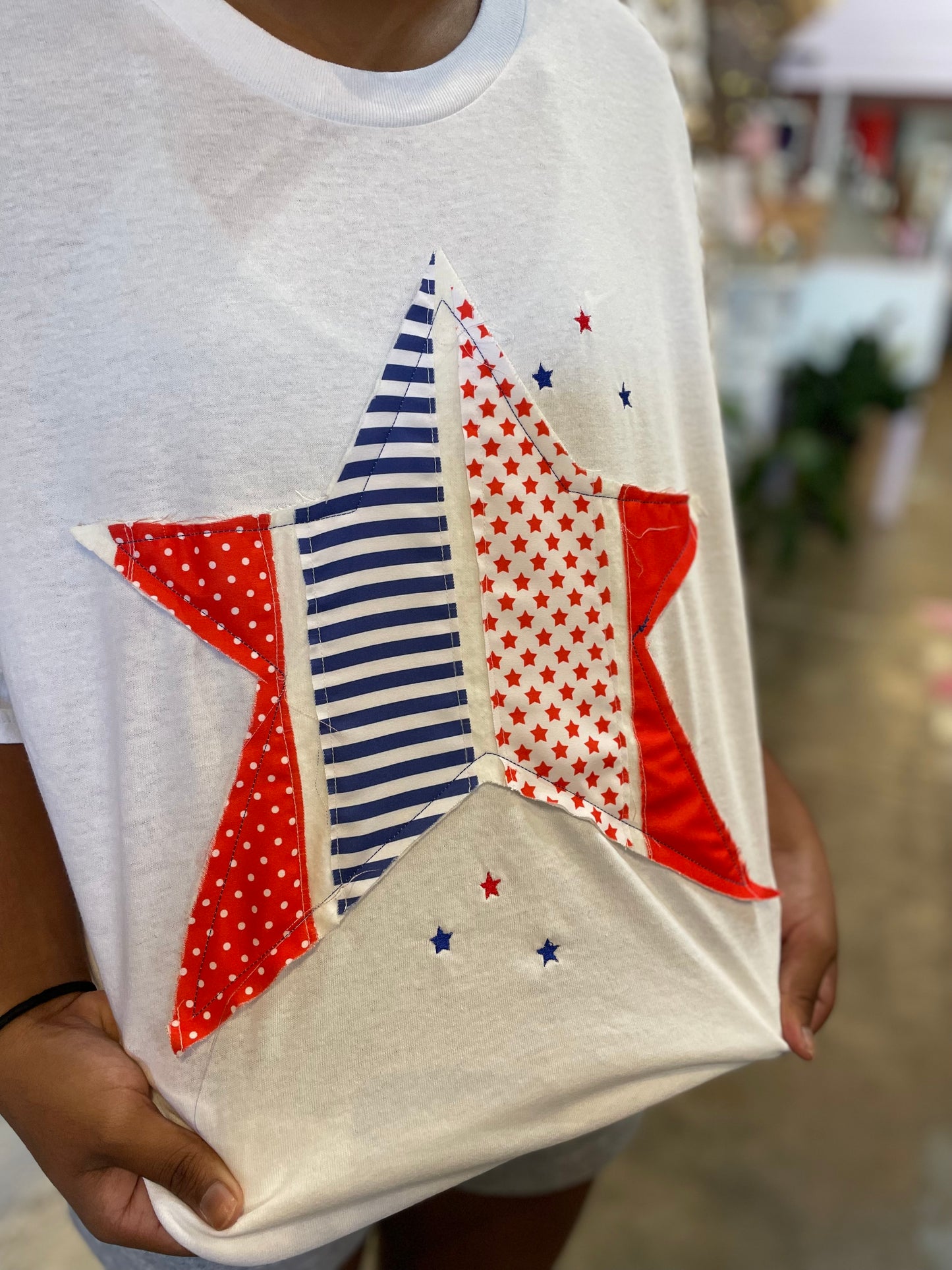 WHITE PATRIOTIC STAR TEE