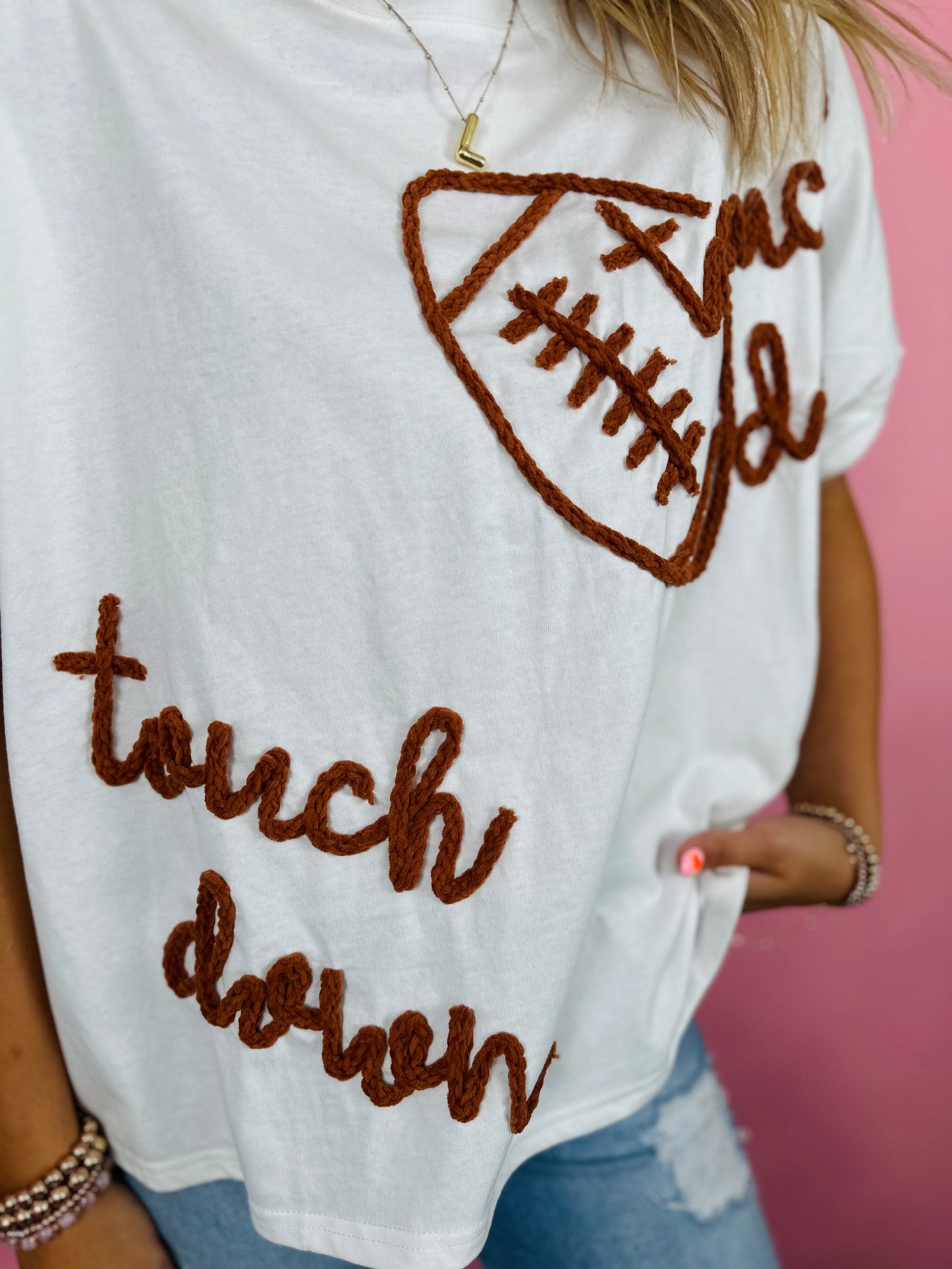 TOUCHDOWN FOOTBALL EMBROIDERED TEE
