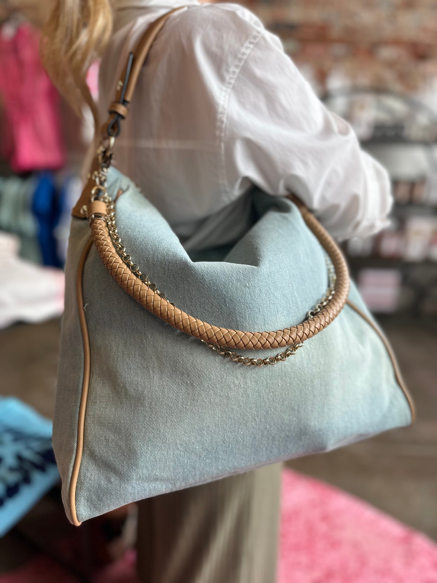 VINTAGE DENIM HOBO BAG