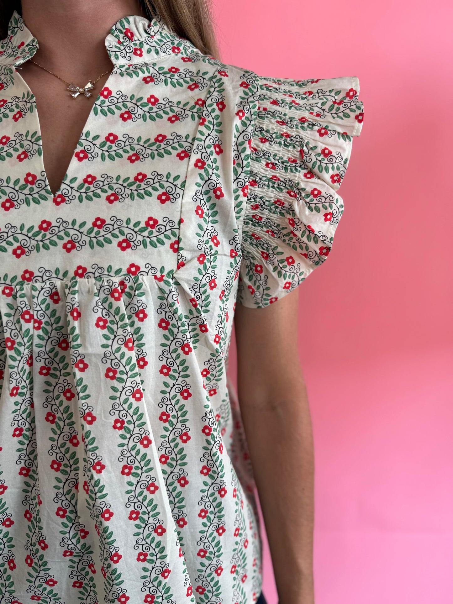 RED/GREEN FLORAL TOP