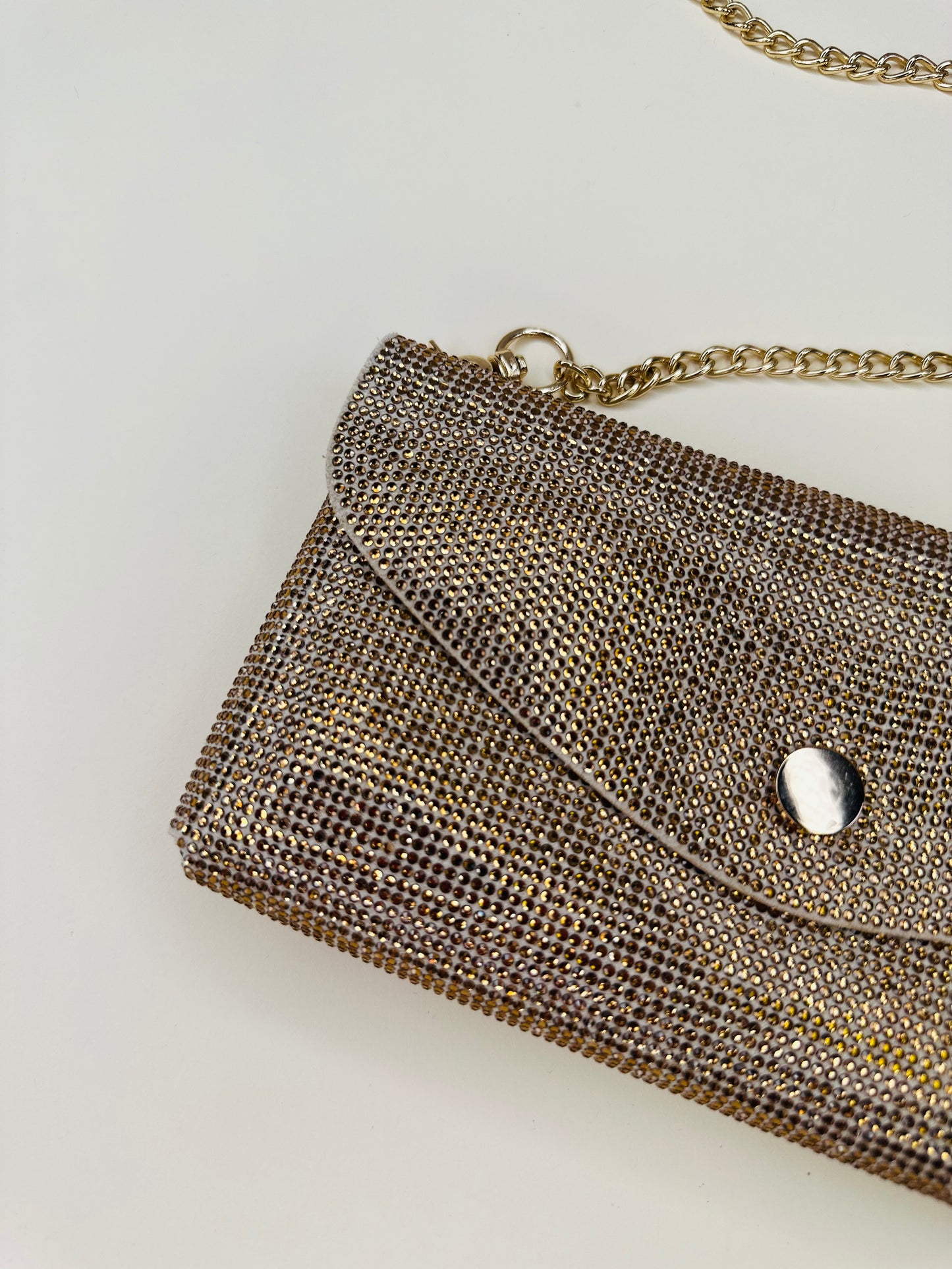 GOLD LEATHER RHINESTONE PURSE