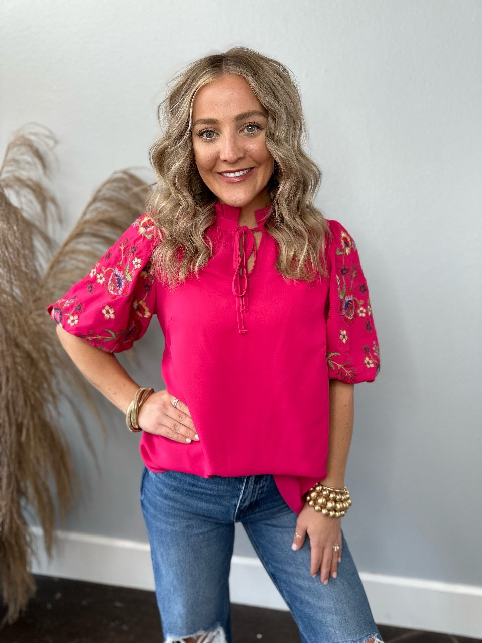 PINK EMBROIDERED TOP