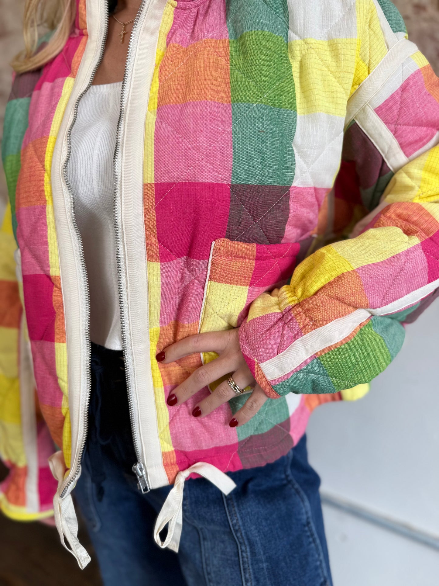 QUILTED FUN PLAID JACKET